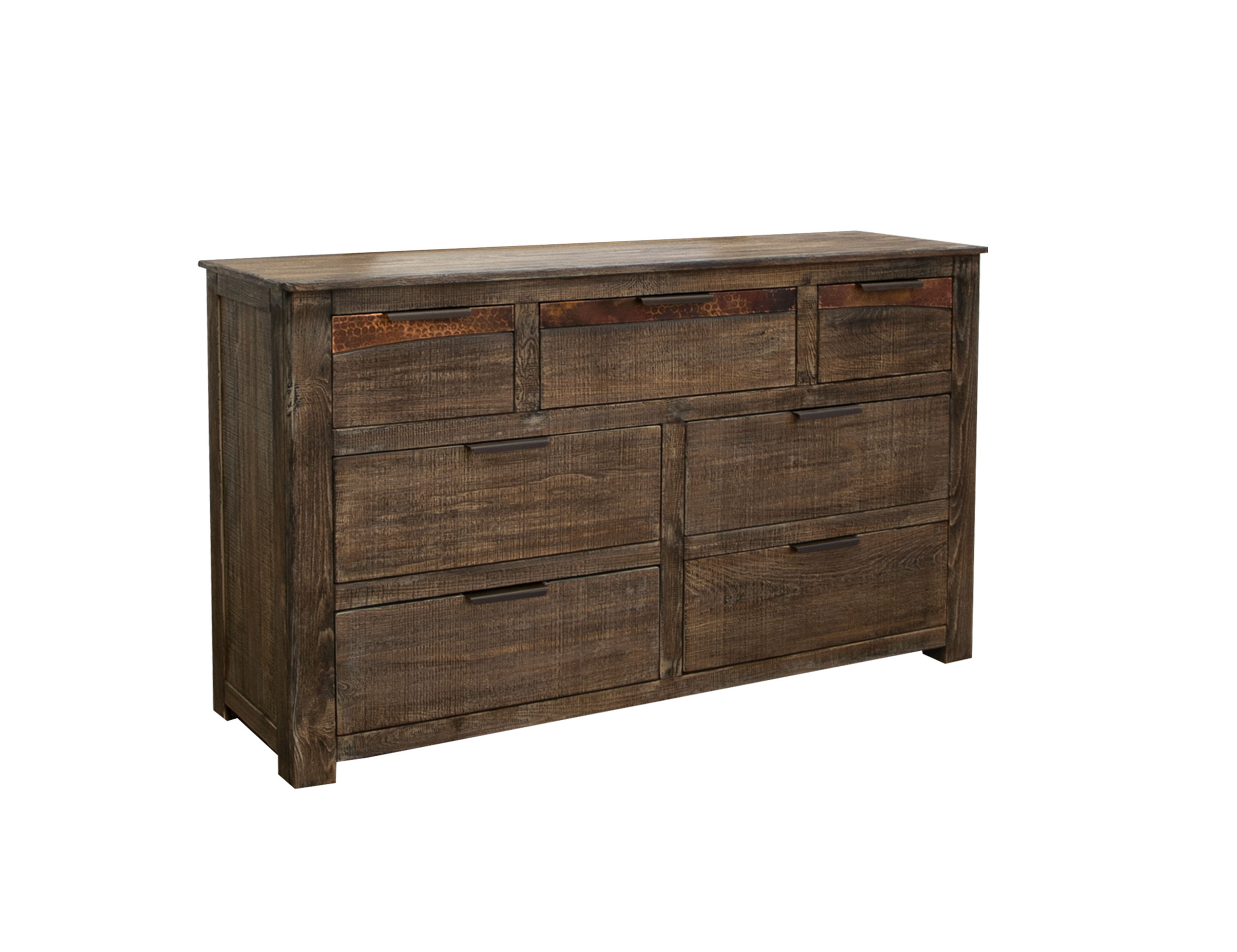 IFD Blackburn Charred Brown 7 Drawers Dresser