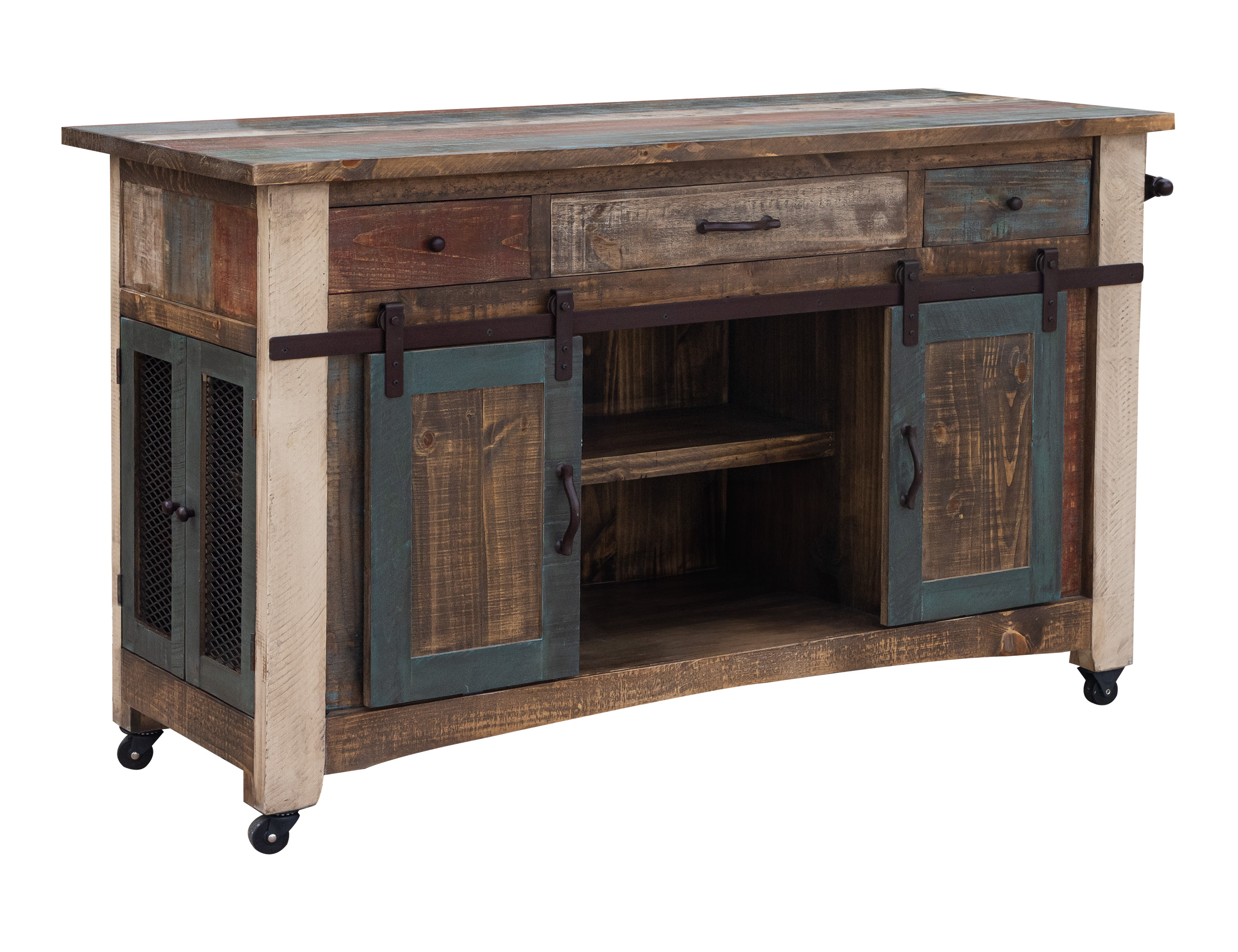 IFD Antique 3 Drawer Kitchen Island