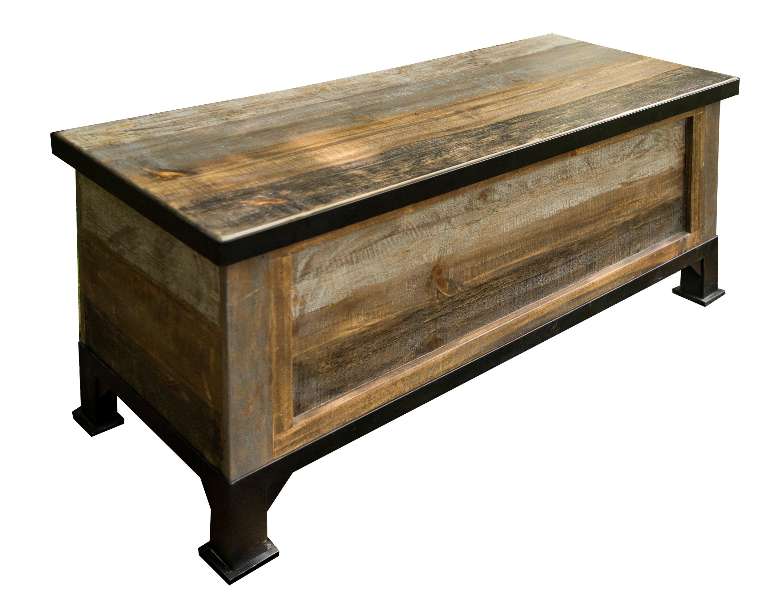 IFD Antique Gray Brown Bedroom Storage Trunk