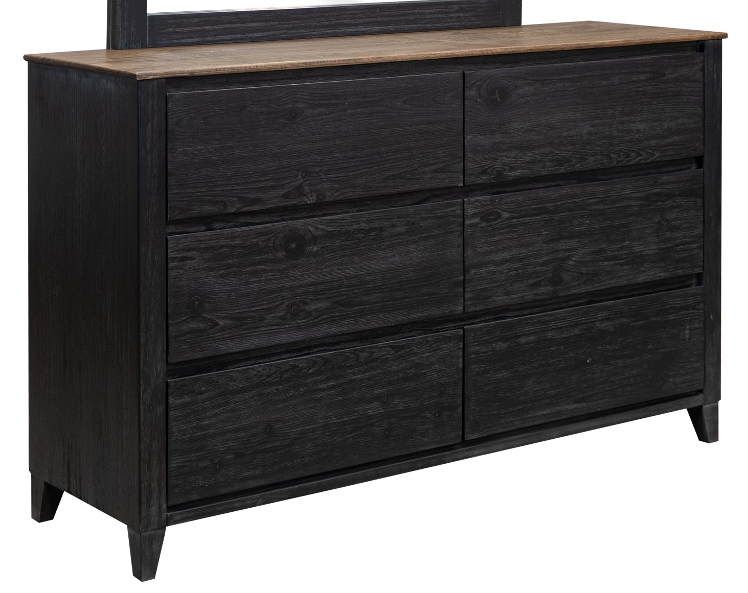 IFD Empire Satin Black Brown 6 Drawers Dresser