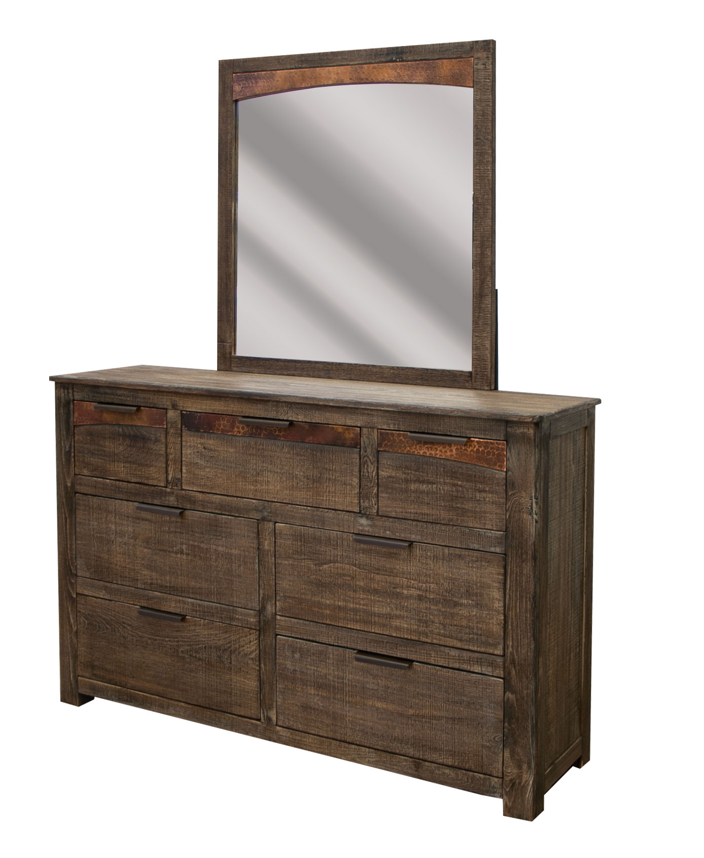 IFD Blackburn Charred Brown Dresser and Mirror