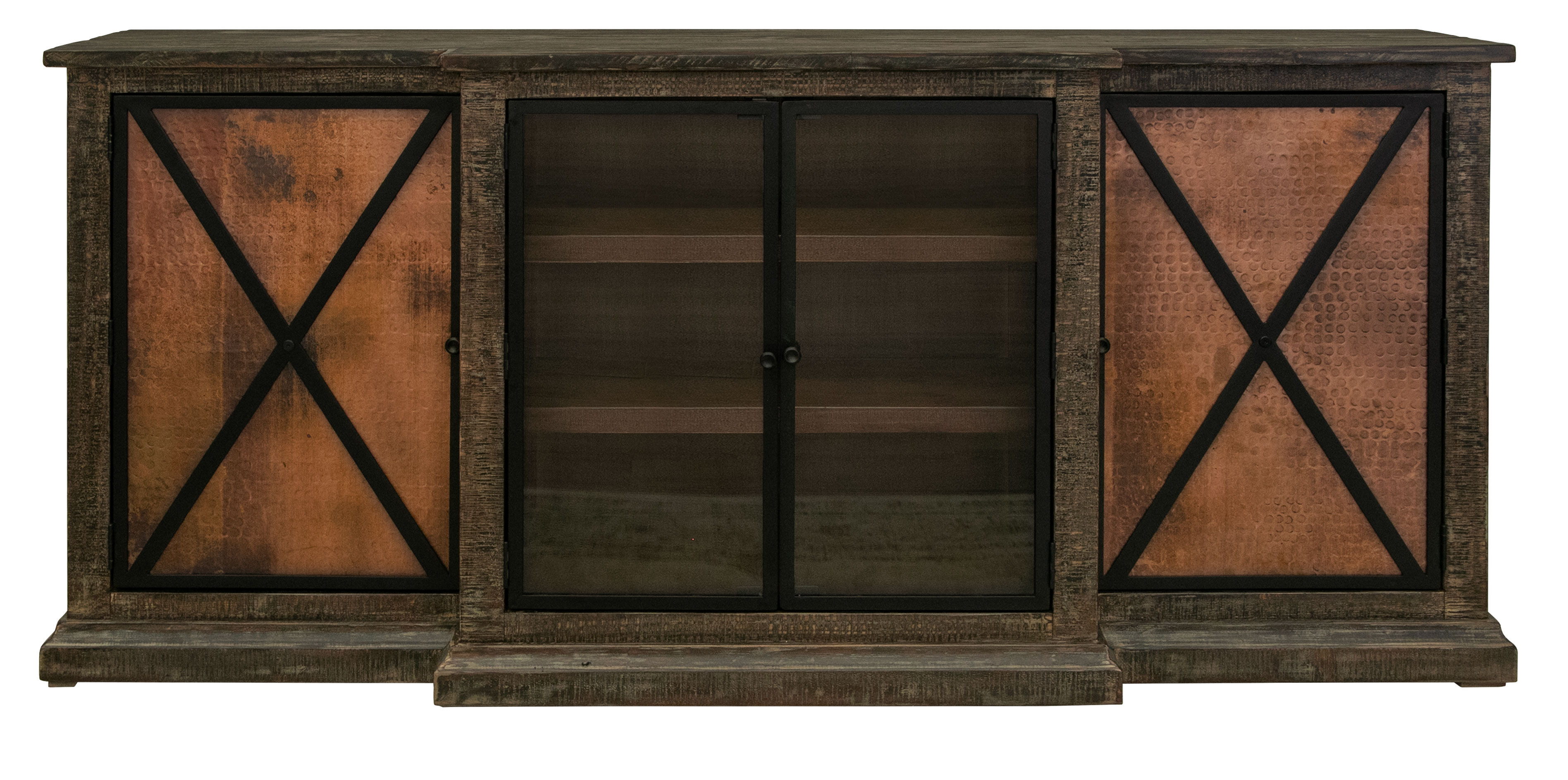 IFD Blackburn Charred Brown 4 Doors Console