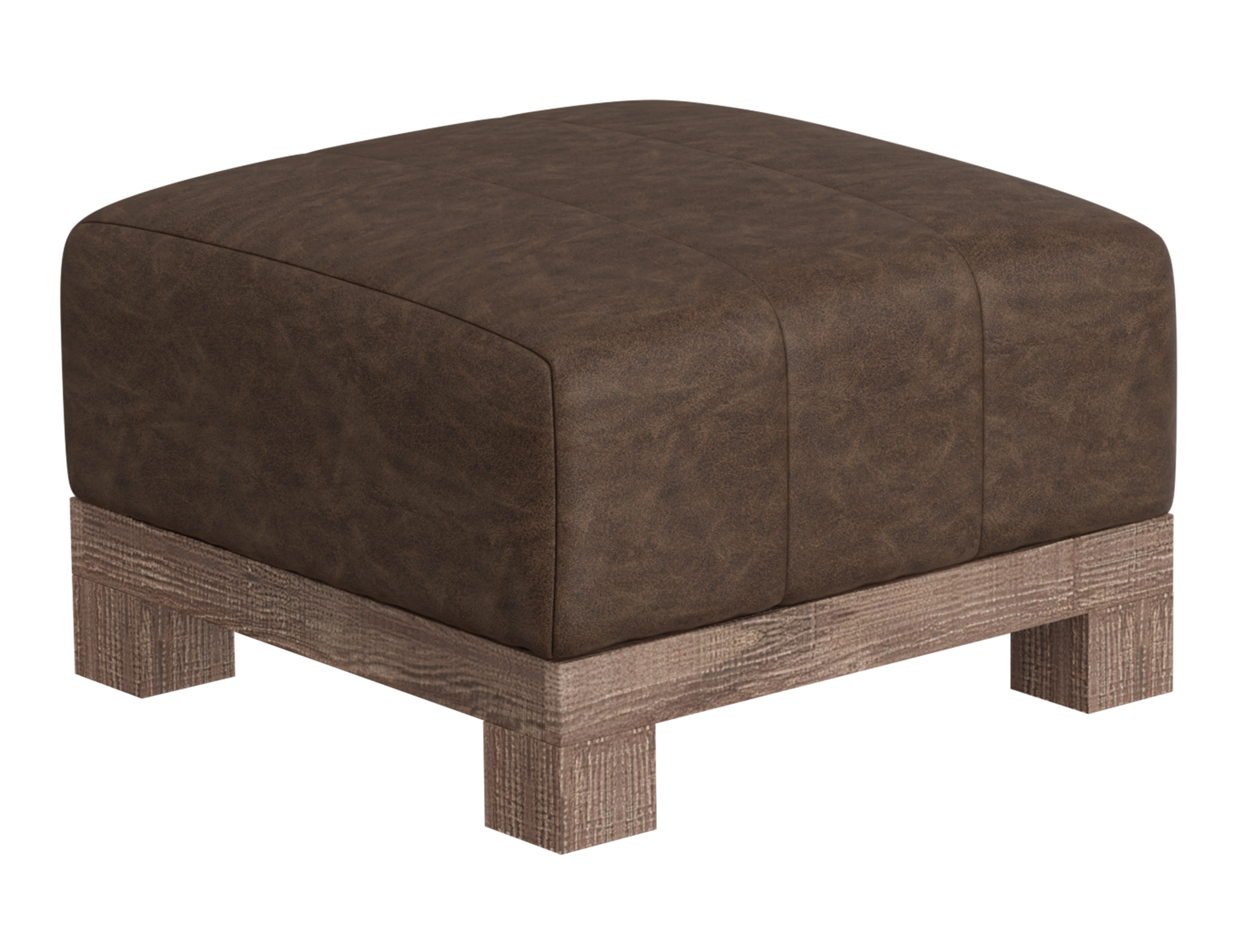 Wooden Frame & Base, Upholstered Square Ottoman