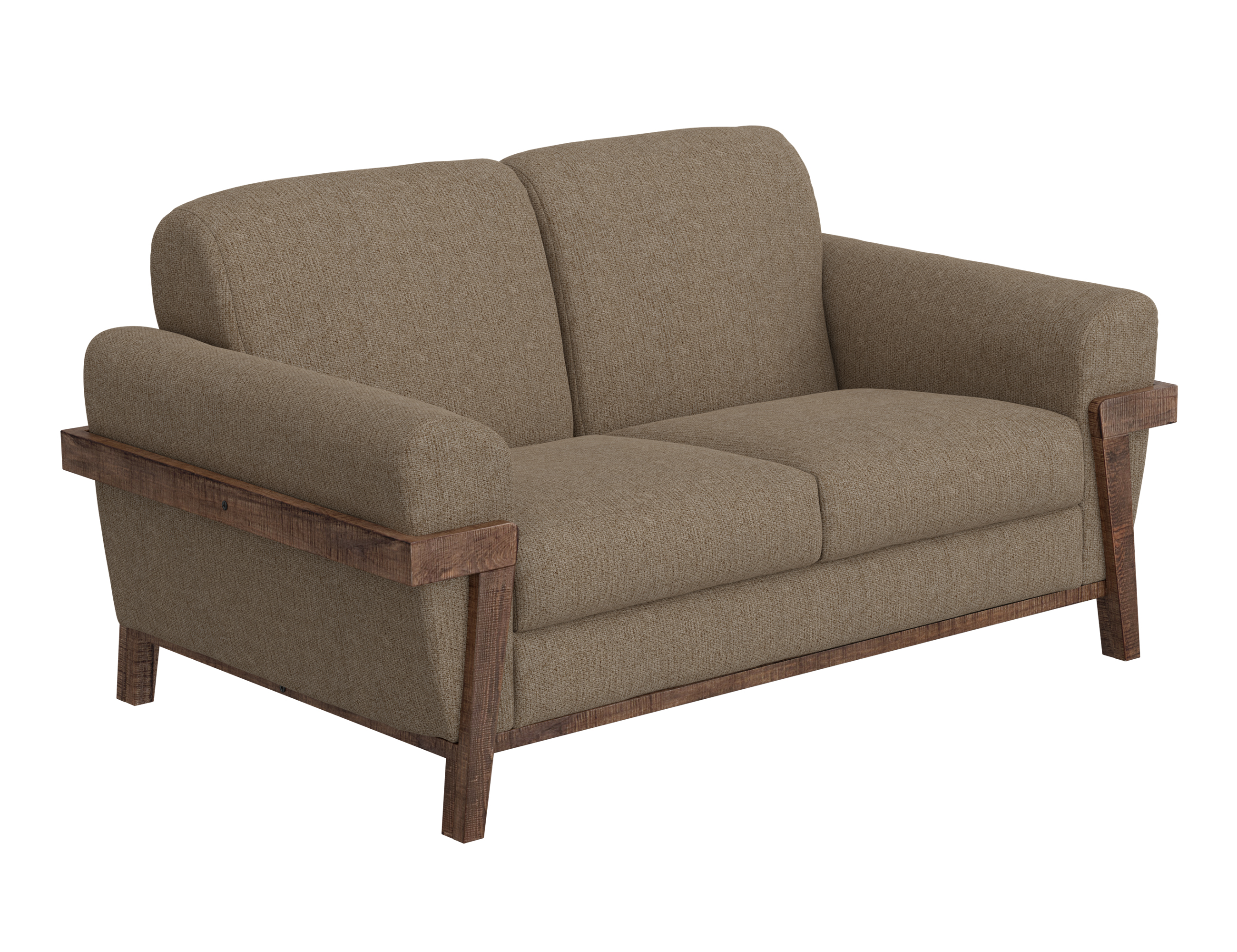 IFD Loft Brown Camel Wooden Frame and Base Loveseat