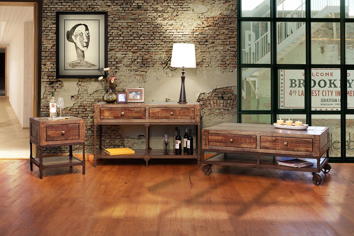 IFD Urban Brown Golden 4pc Coffee Table Set