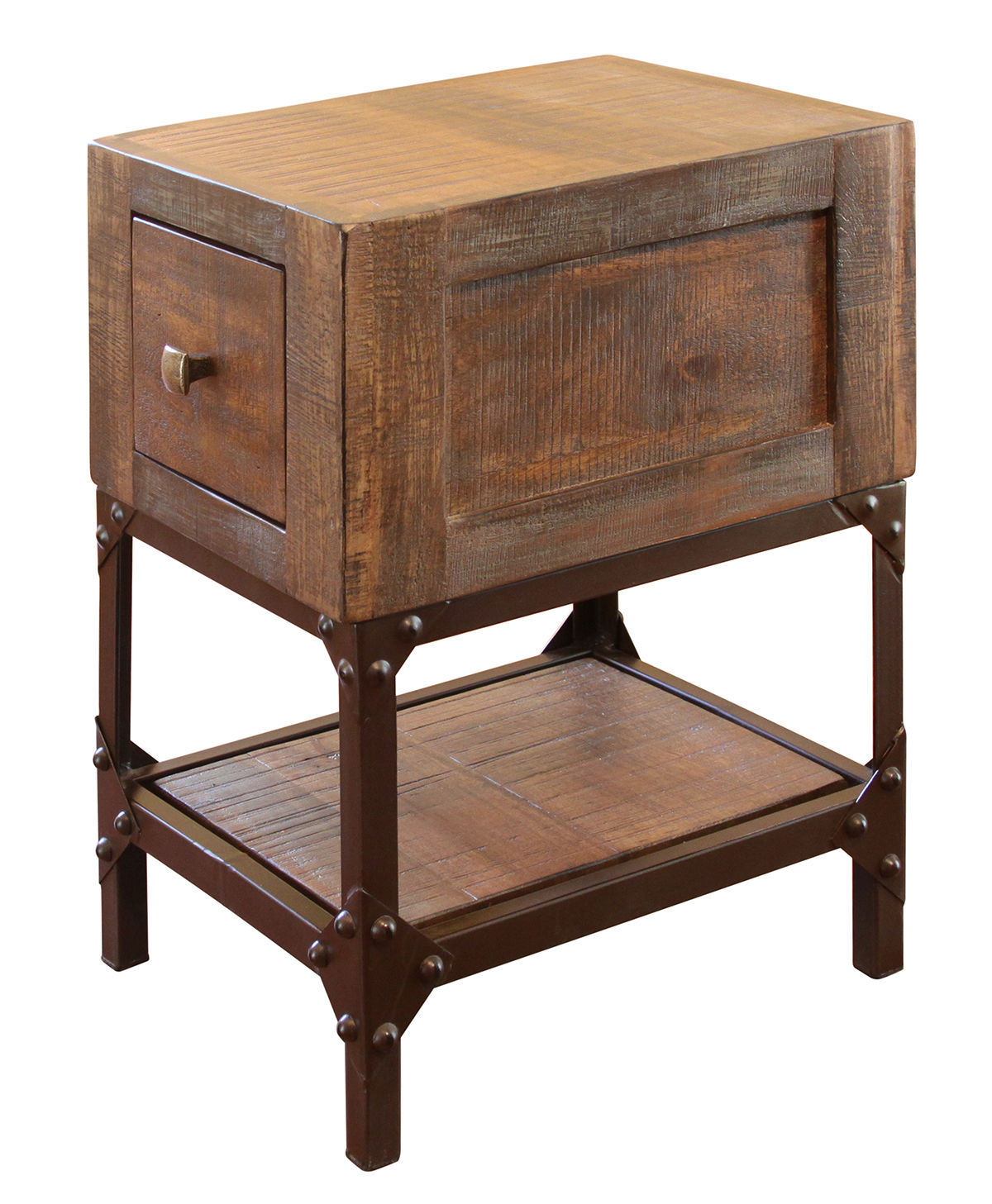 IFD Urban Brown Golden Undertones Chair Side Table