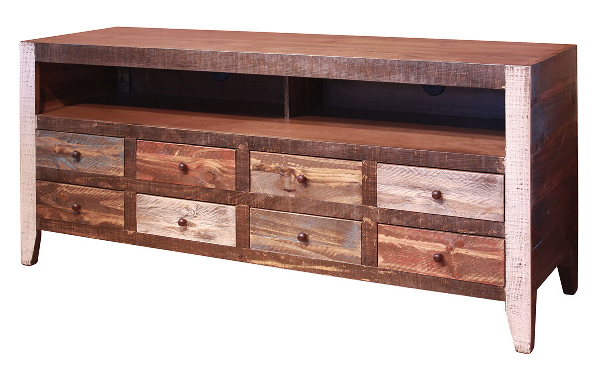 Antique Multi-color, 8 Drawer TV-Stand