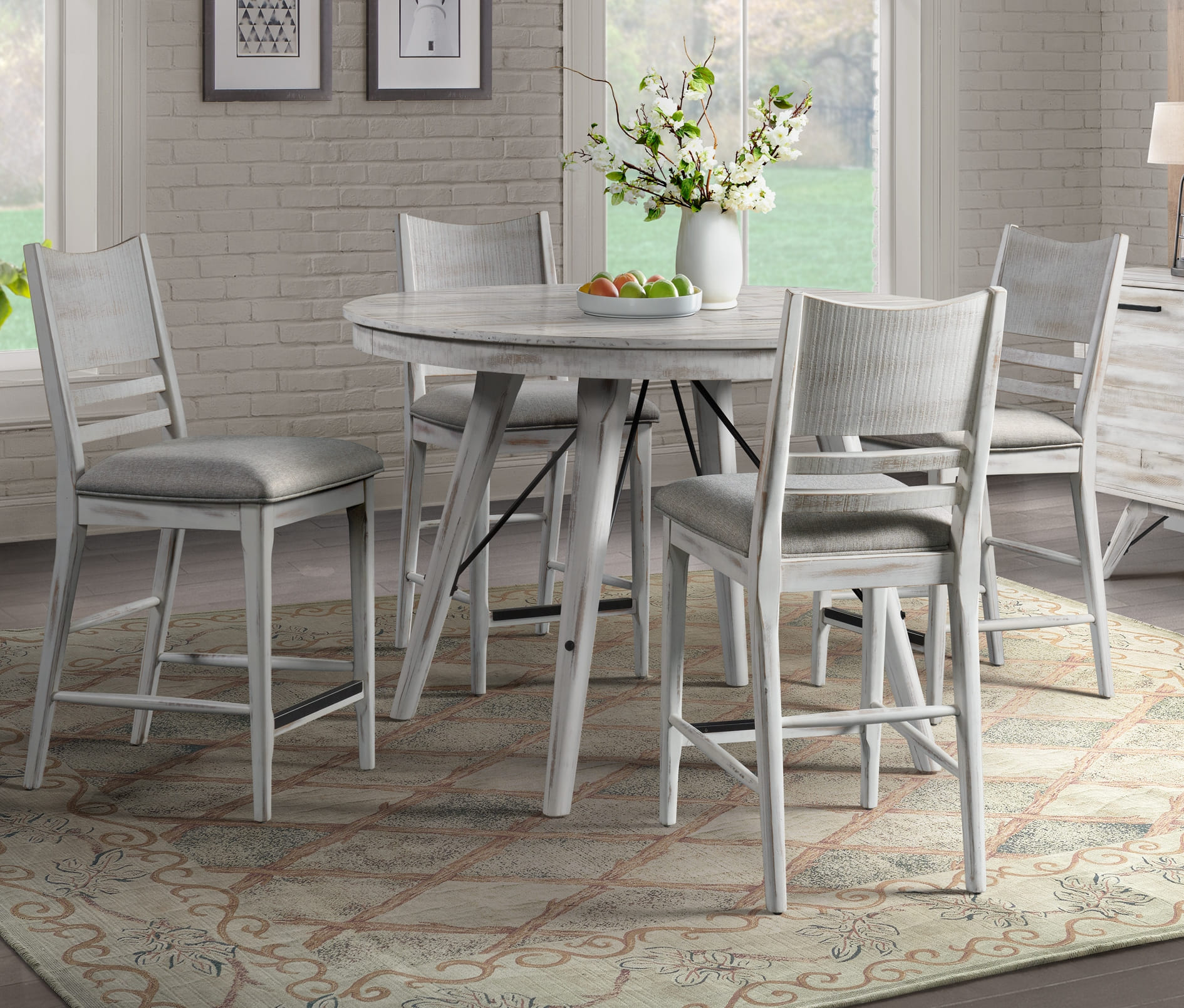 Intercon Modern Rustic Weathered White 5pc Counter Height Set