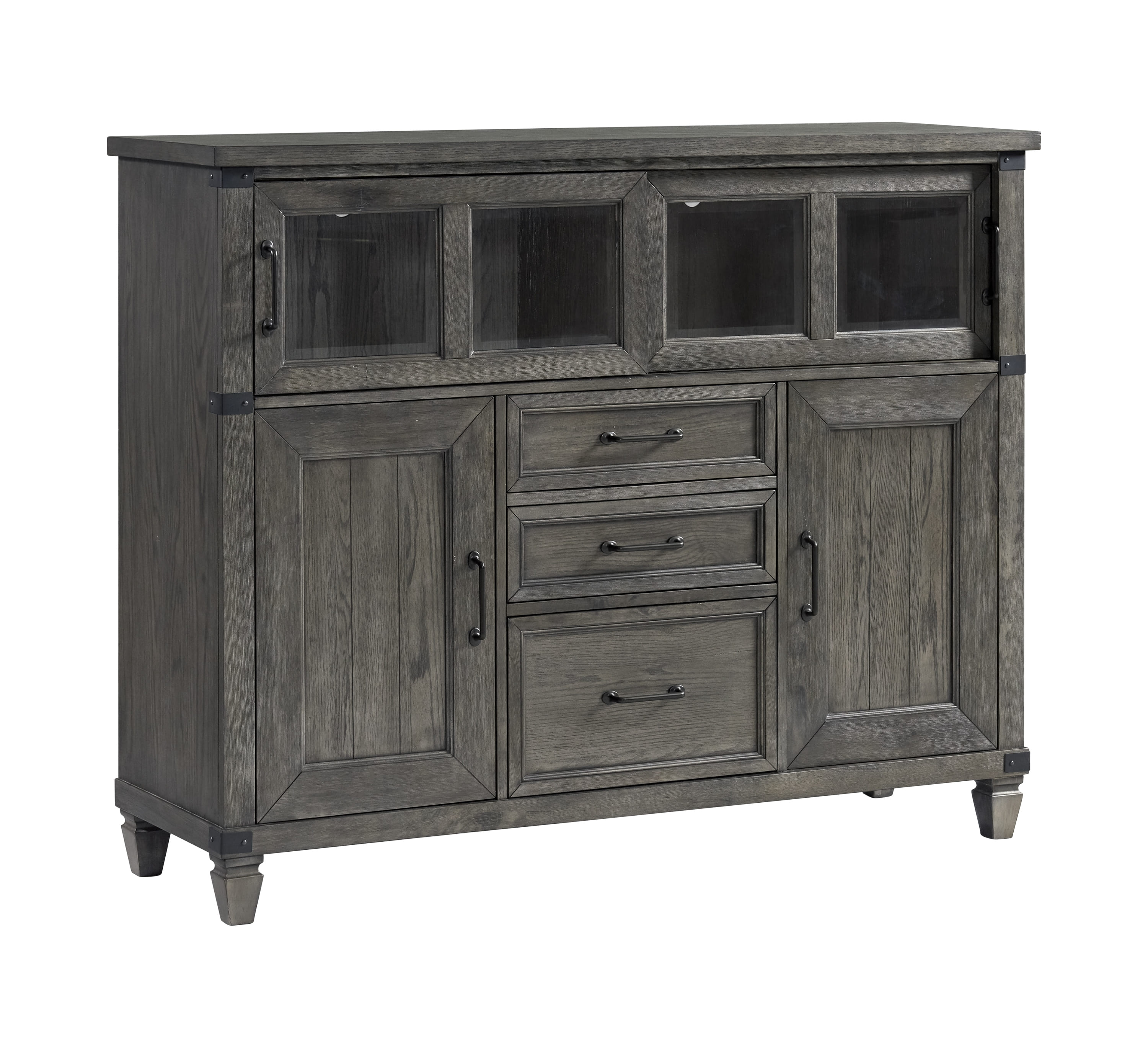 Intercon Foundry Brushed Pewter Sliding Door Cabinet