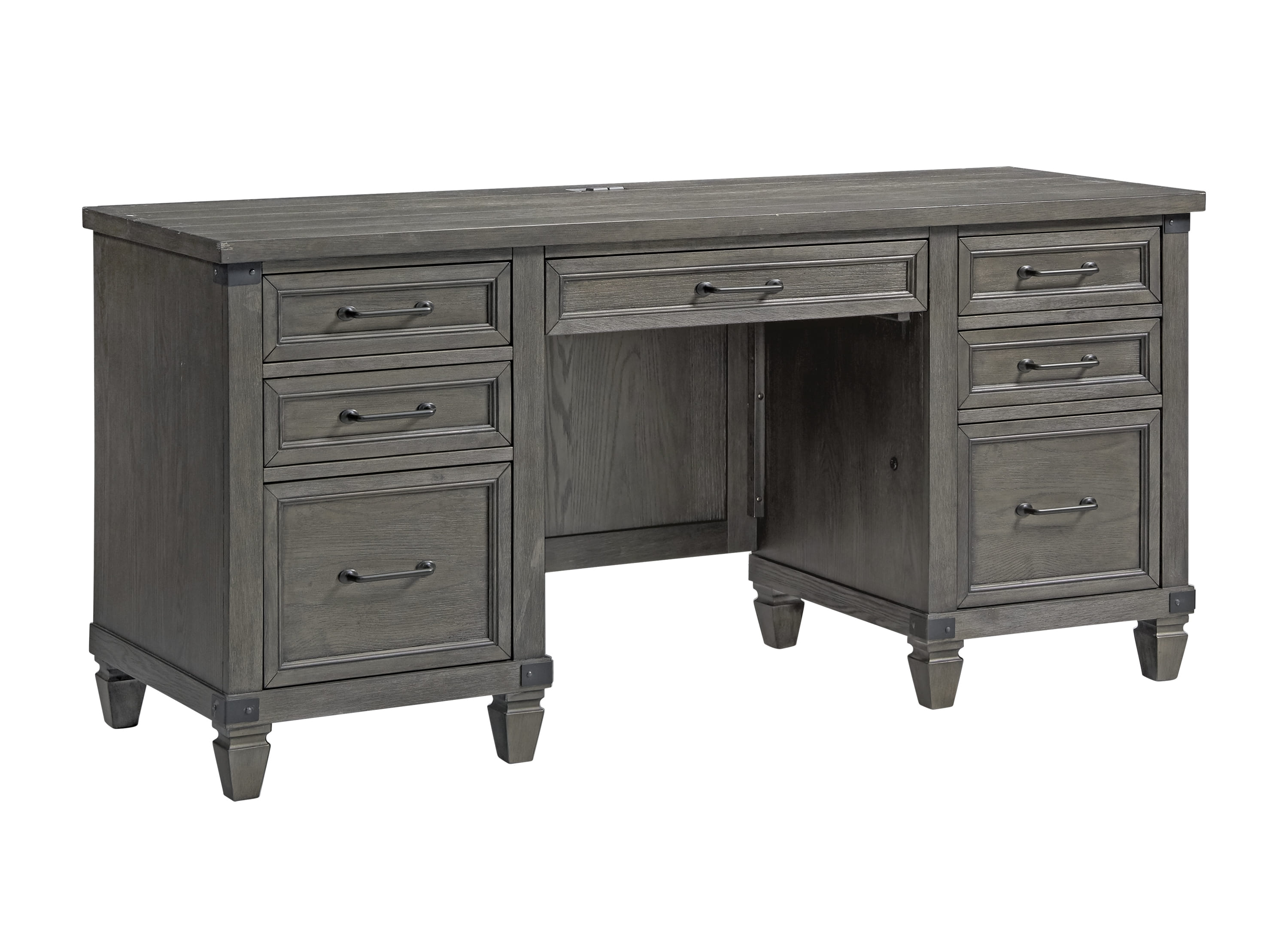 Intercon Foundry Brushed Pewter Executive Desk