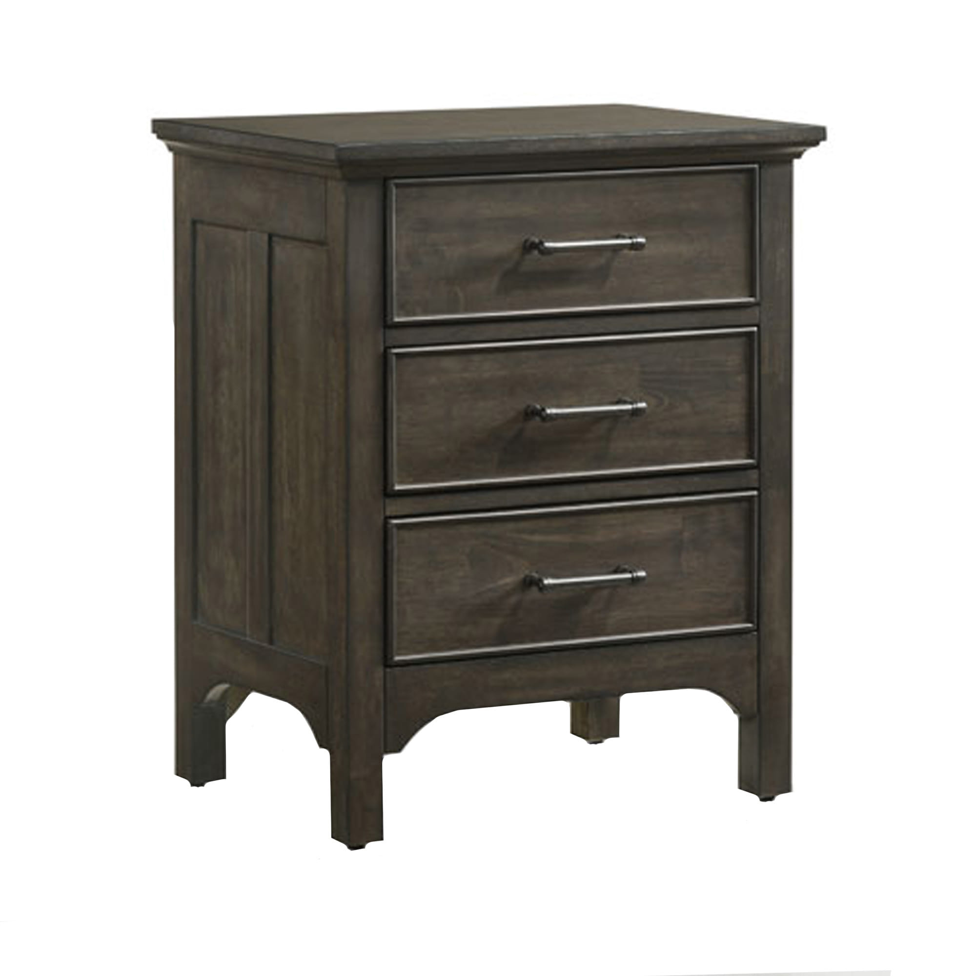 Intercon Hawthorne Brushed Charcoal 3 Drawer Nightstand