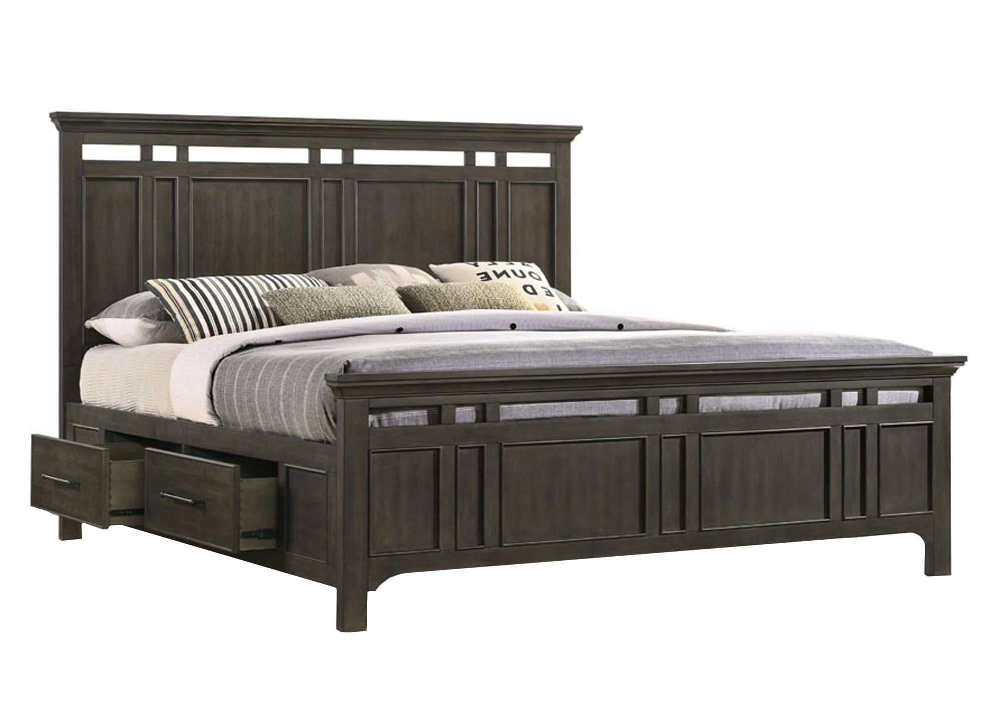 Intercon Hawthorne Brushed Charcoal King Storage Bed