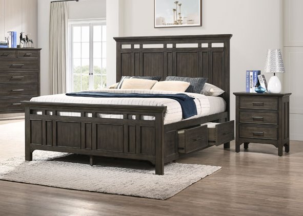 Intercon Hawthorne Brushed Charcoal 2pc Bedroom Set With Queen Storage Bed