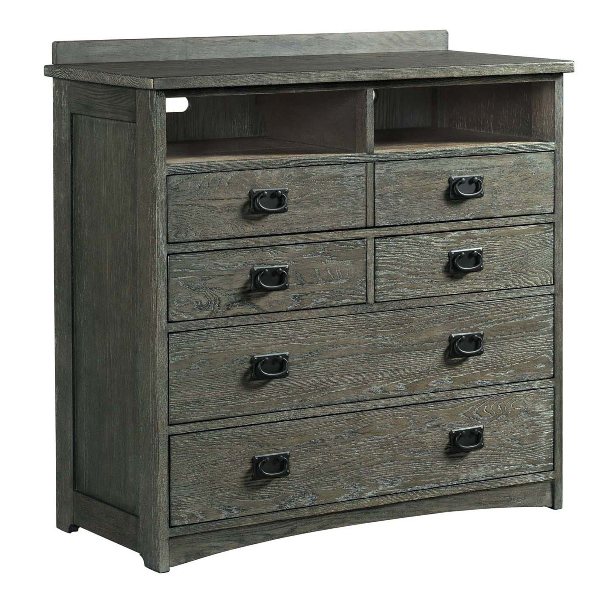 Intercon Oak Park Brushed Pewter 5 Drawer Media Chest