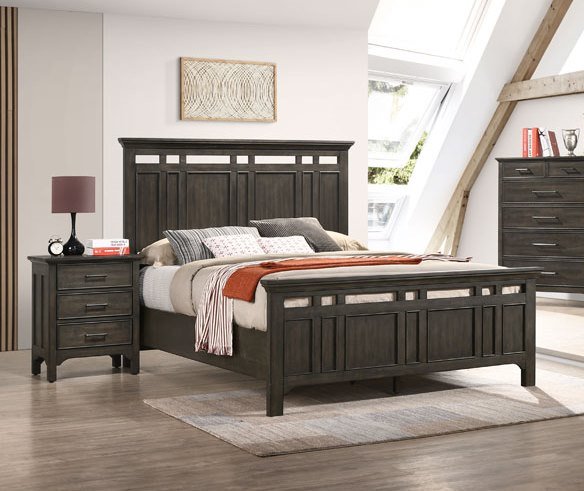 Intercon Hawthorne Brushed Charcoal 2pc Bedroom Set With Queen Panel Bed