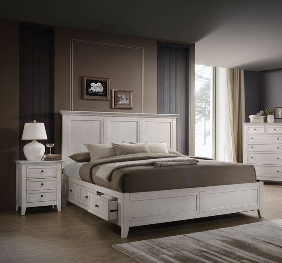 Intercon San Mateo White 2pc Bedroom Set with Queen Drawer Bed