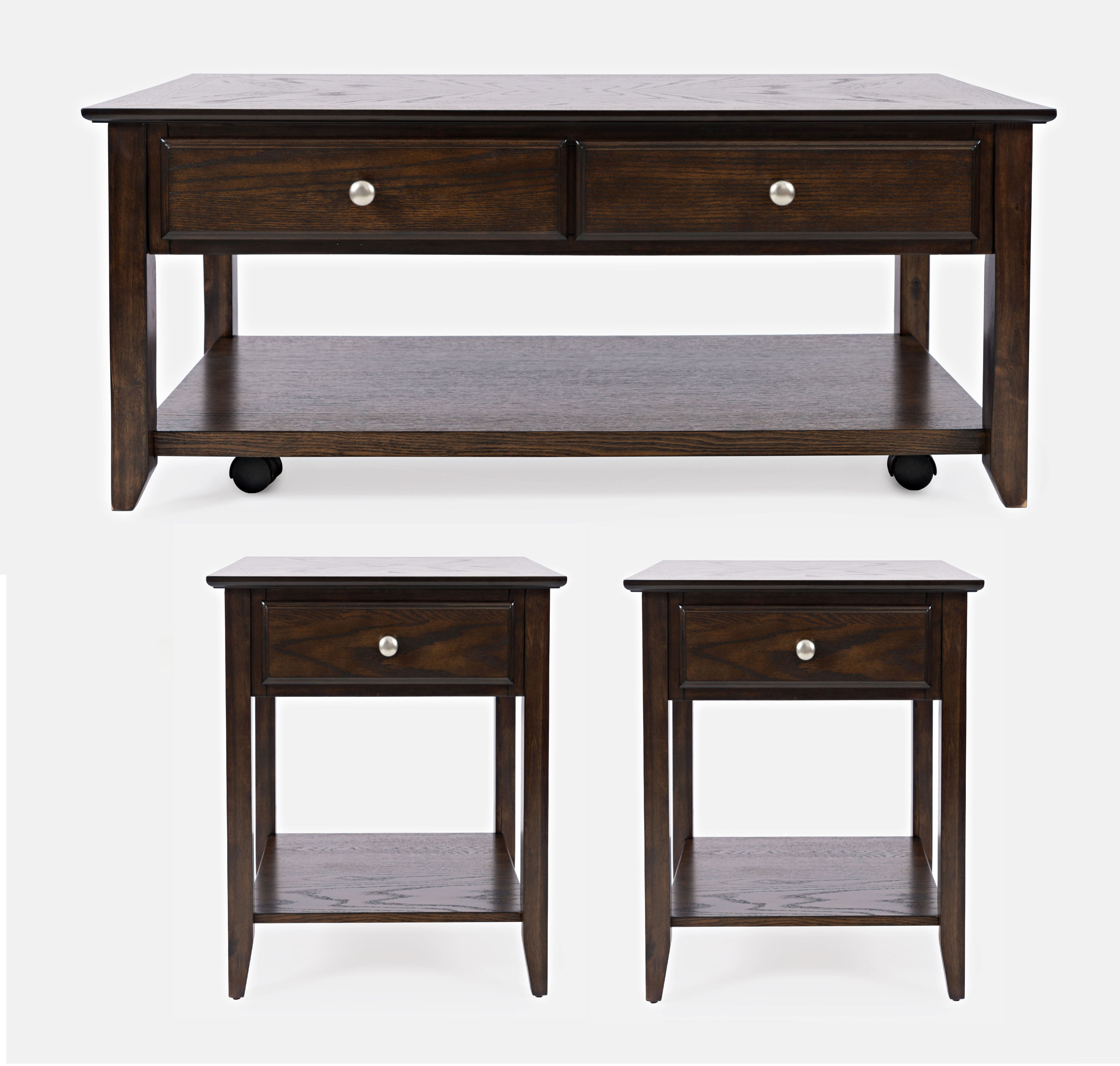 Jofran Furniture Modern Espresso Brown 3pc Coffee Table Set