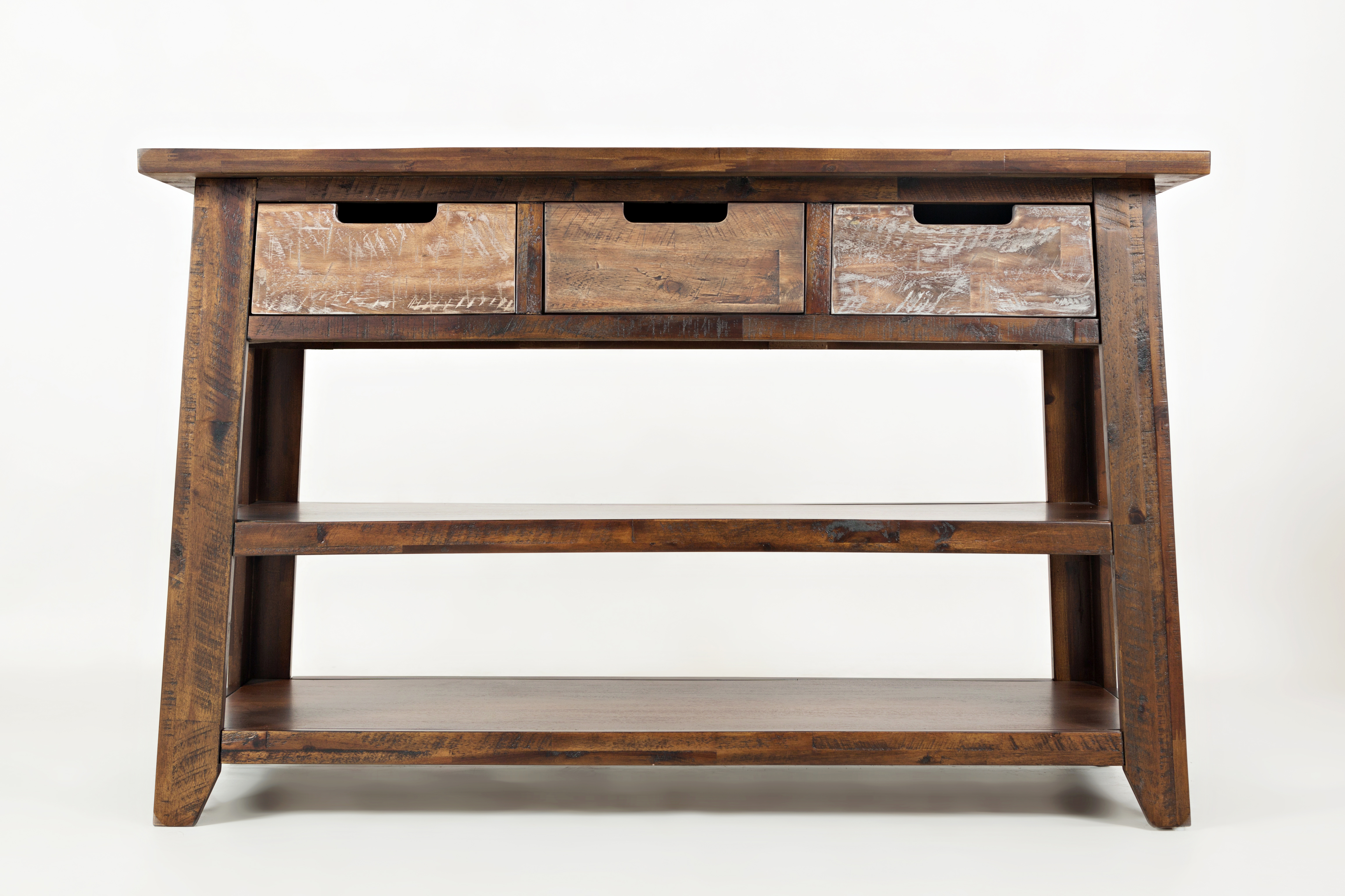 Jofran Furniture Painted Canyon Distressed Brown Sofa Table