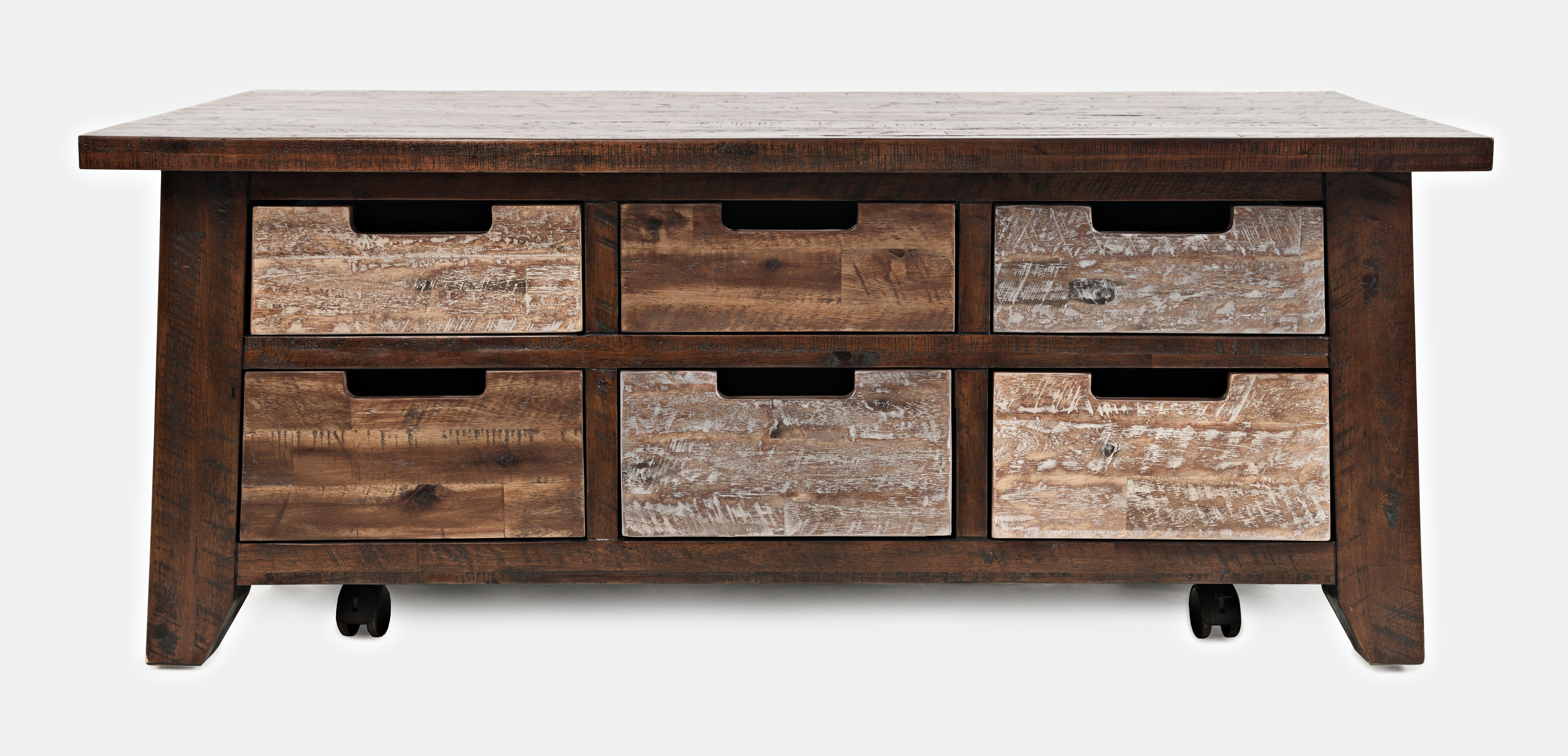 Jofran Furniture Painted Canyon Distressed Brown Box Cocktail Table