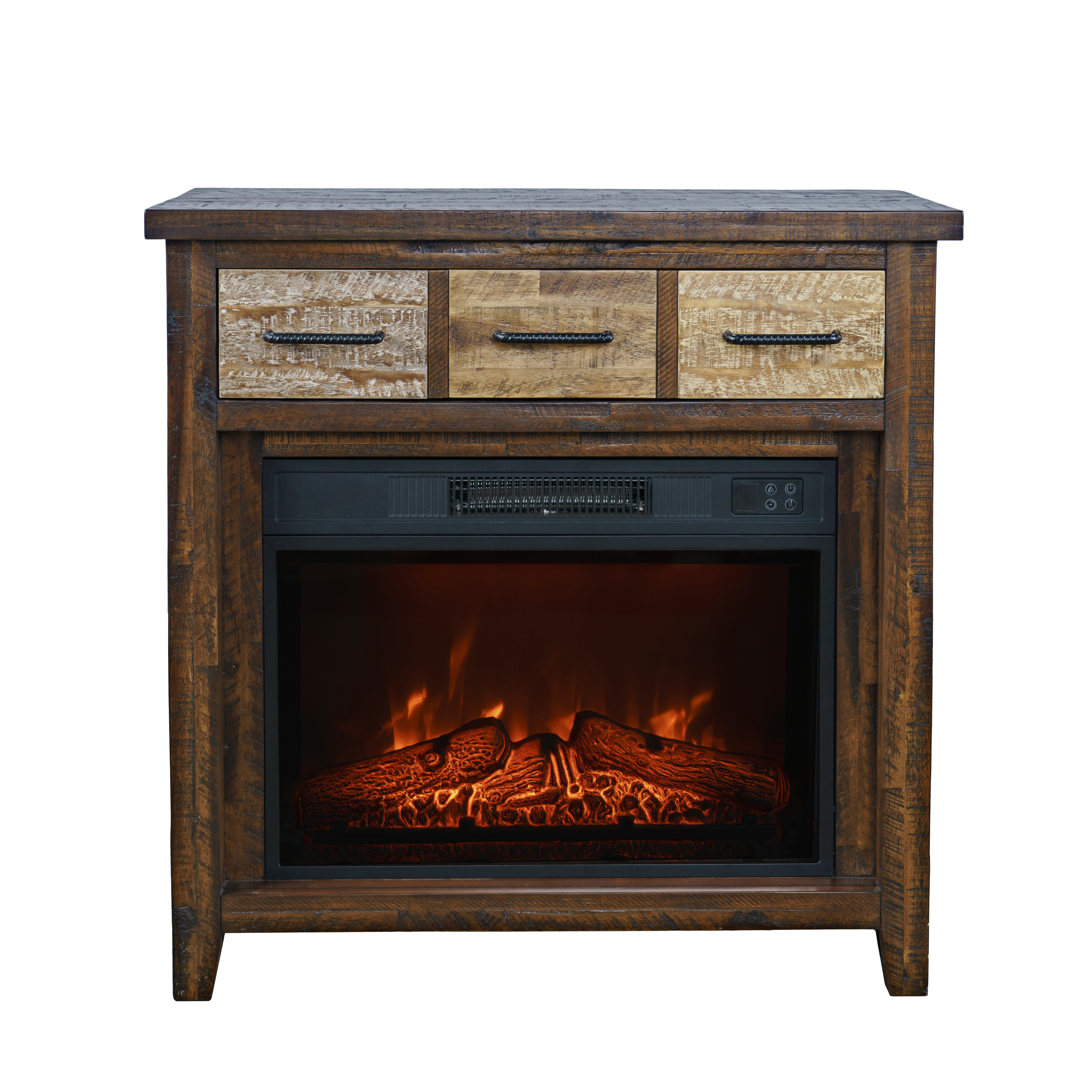 Jofran Furniture Painted Canyon Brown 32 Inch TV Stand with Fireplace