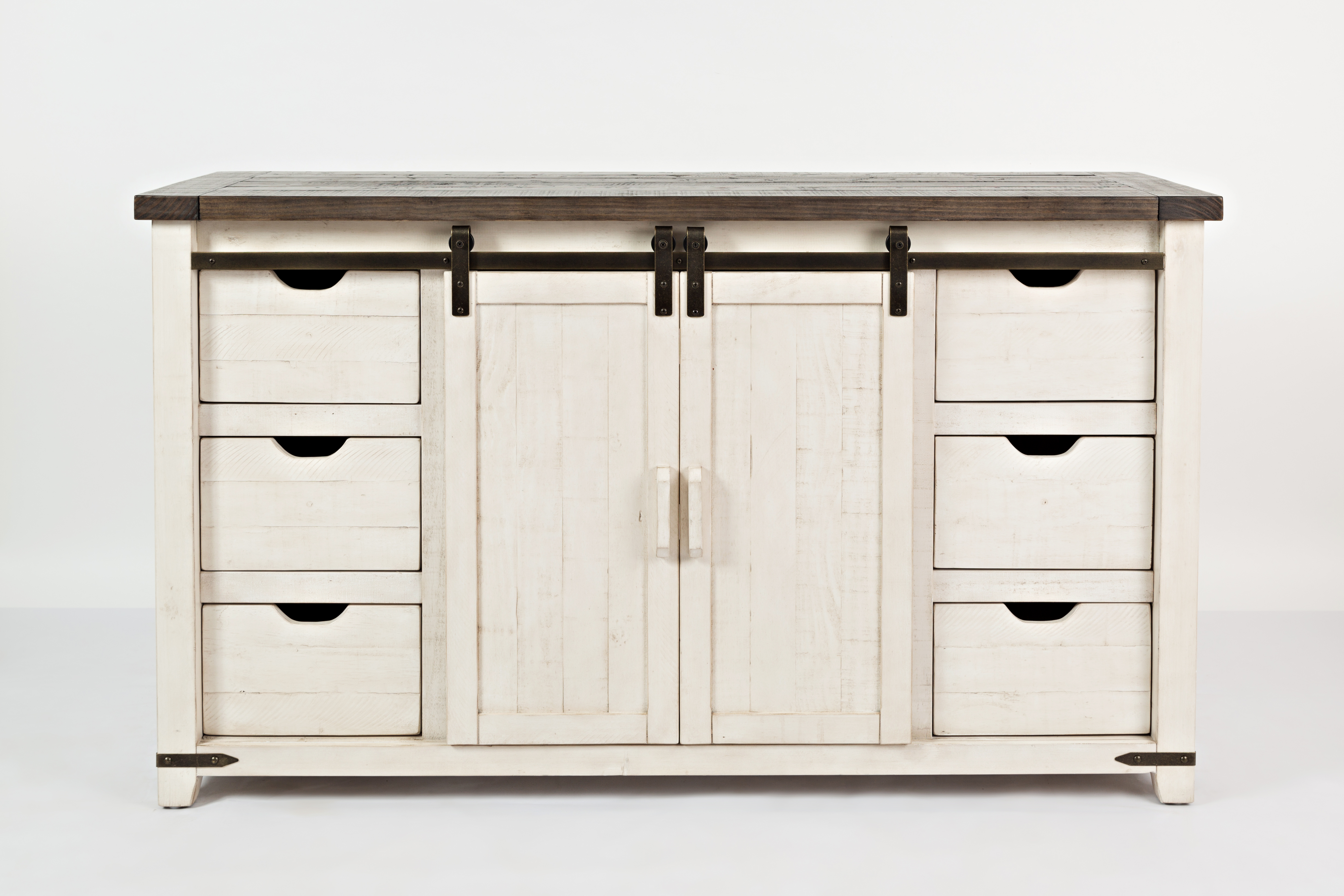 Jofran Furniture Madison County Vintage White 60 Inch Barn Door Server