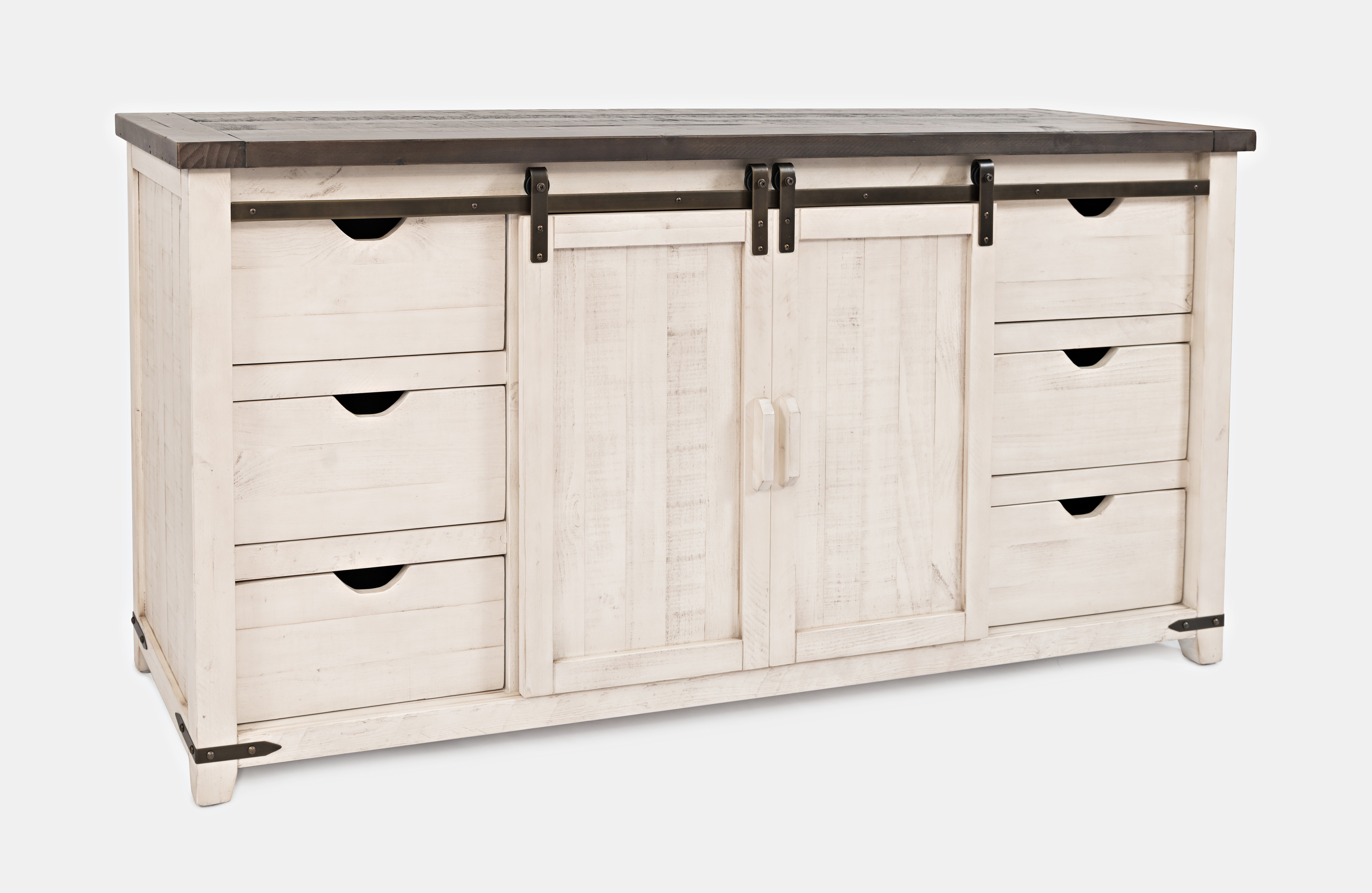 Jofran Furniture Madison County Vintage White 70 Inch Barn Door Server