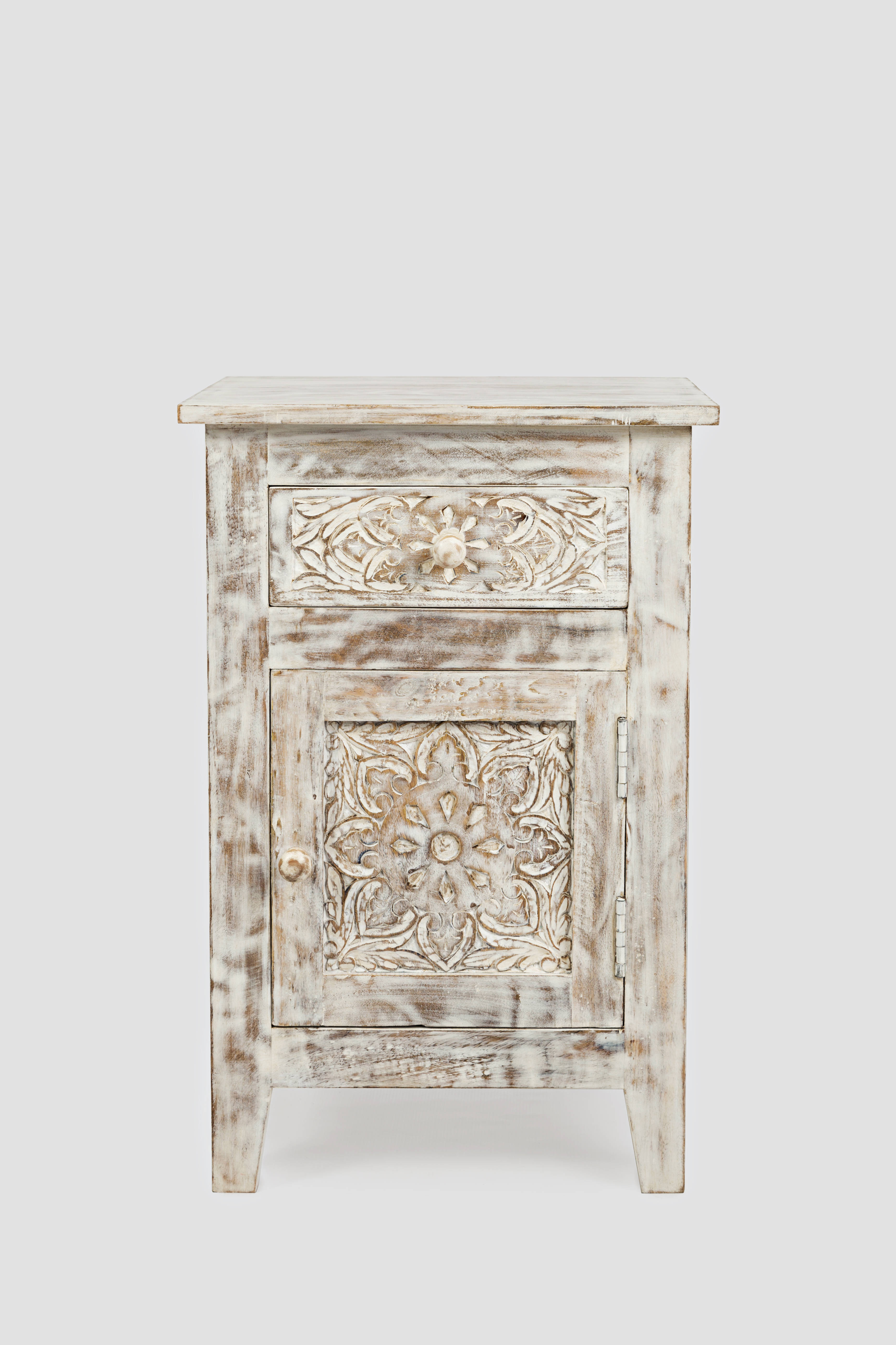 Jofran Furniture Global Archive White Hand Carved Accent Table