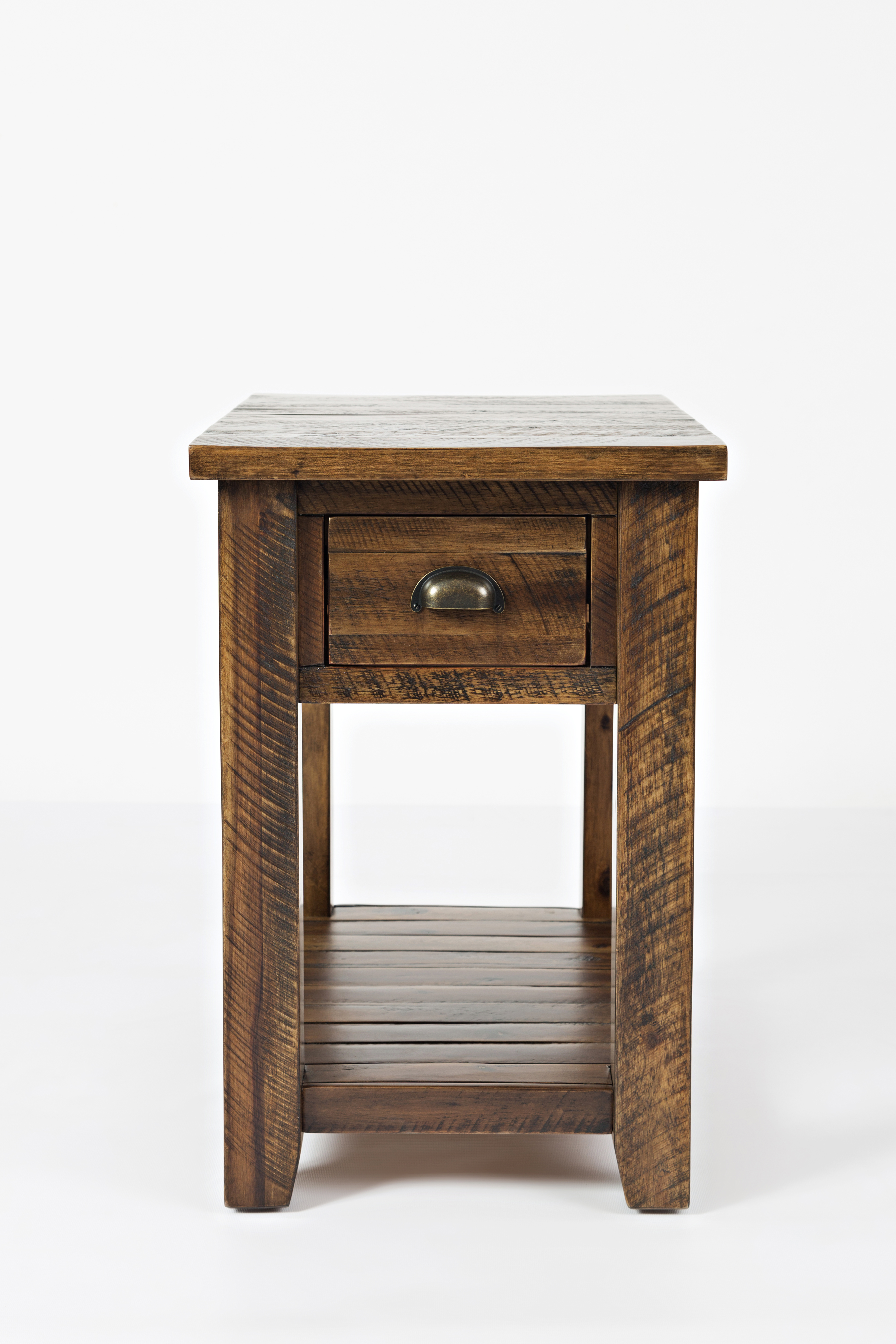 Artisan's Craft Rustic Farmhouse Distressed Solid Wood Chairside Table