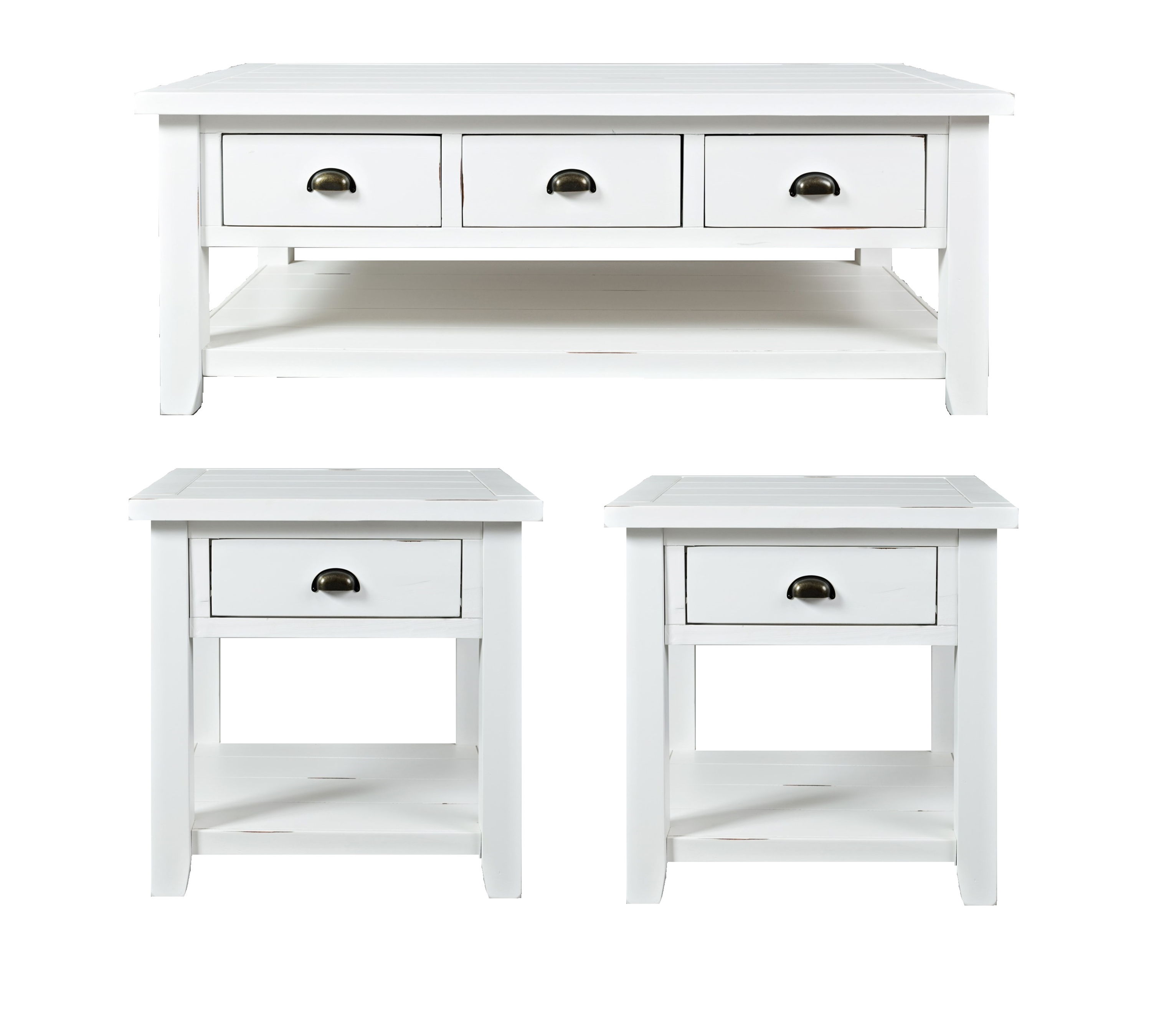 Jofran Furniture Artisans Craft Weathered White 3pc Coffee Table Set