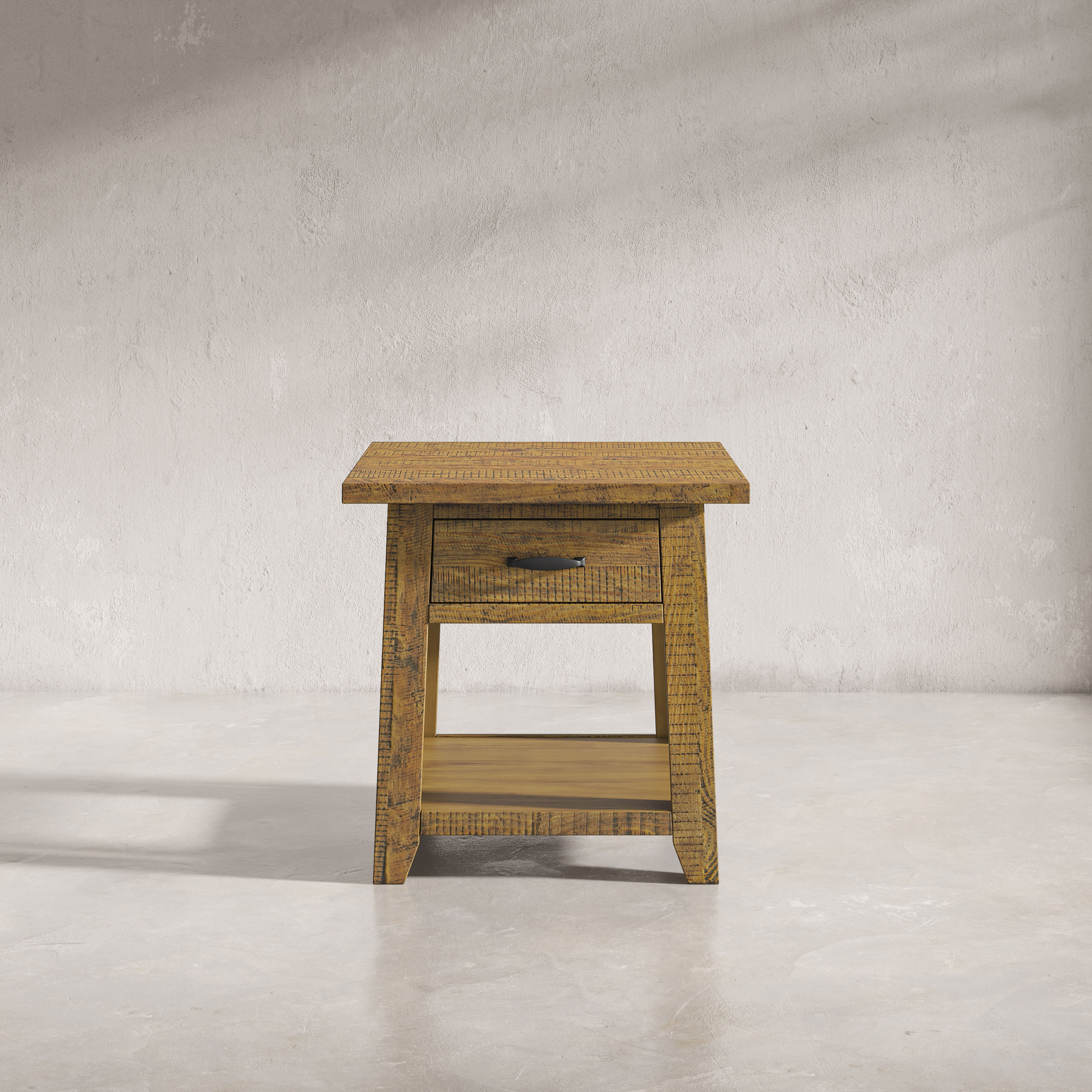 Telluride Rustic Farmhouse Solid Wood End Table with Storage