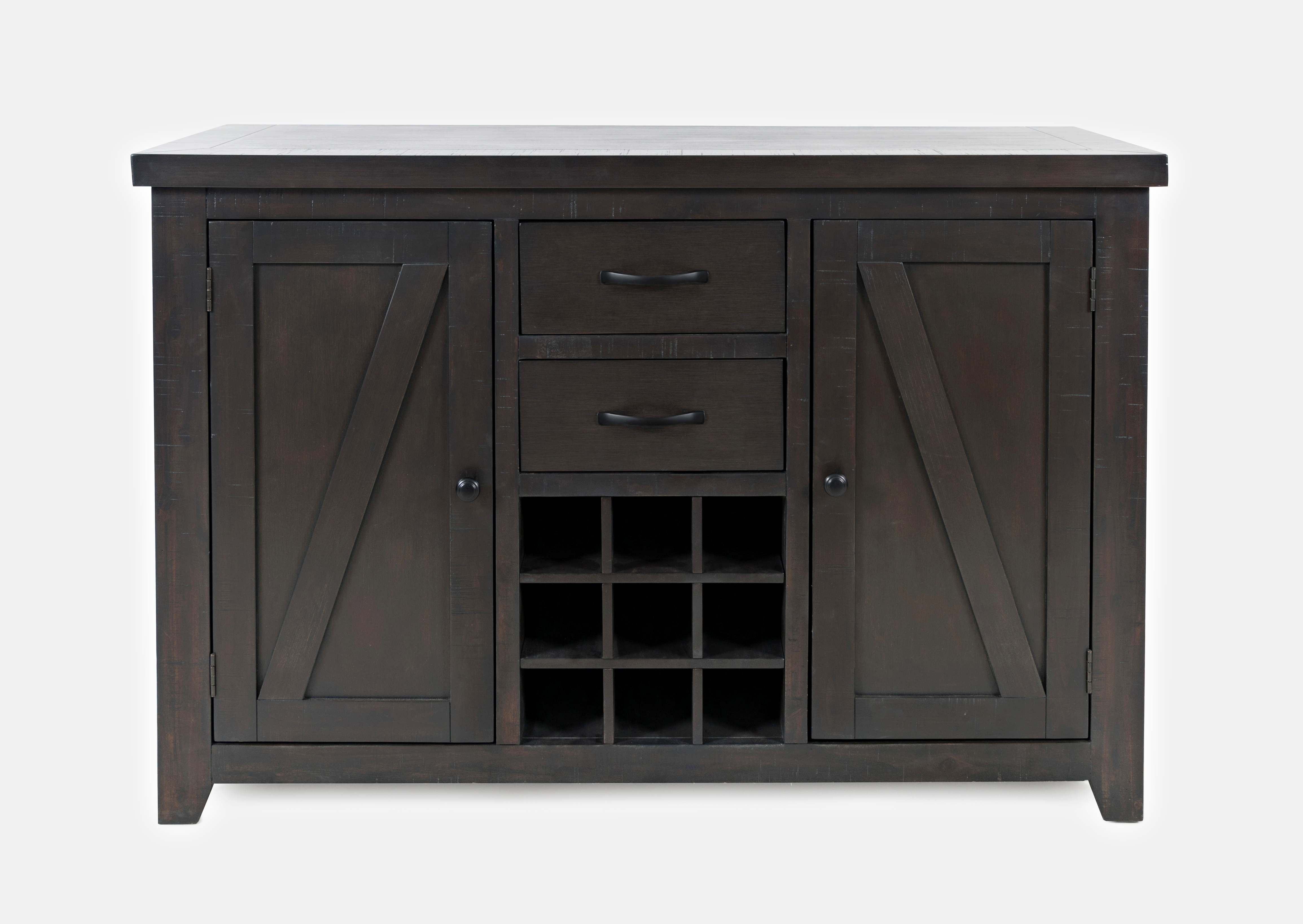 Jofran Furniture American Rustic Brown Sideboard Buffet with Wine Rack