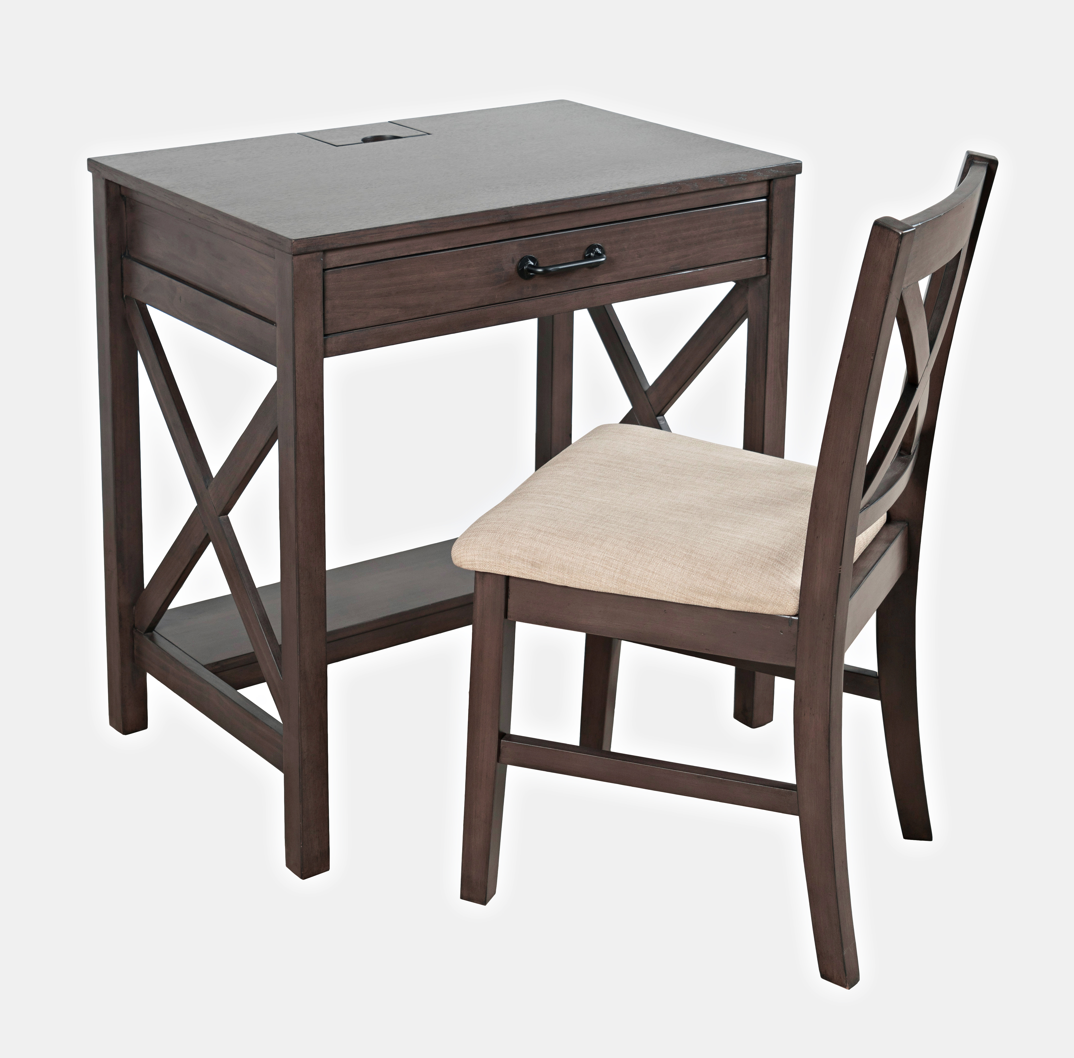 Jofran Furniture Hobson Grey USB Charging Desk and Chair Set