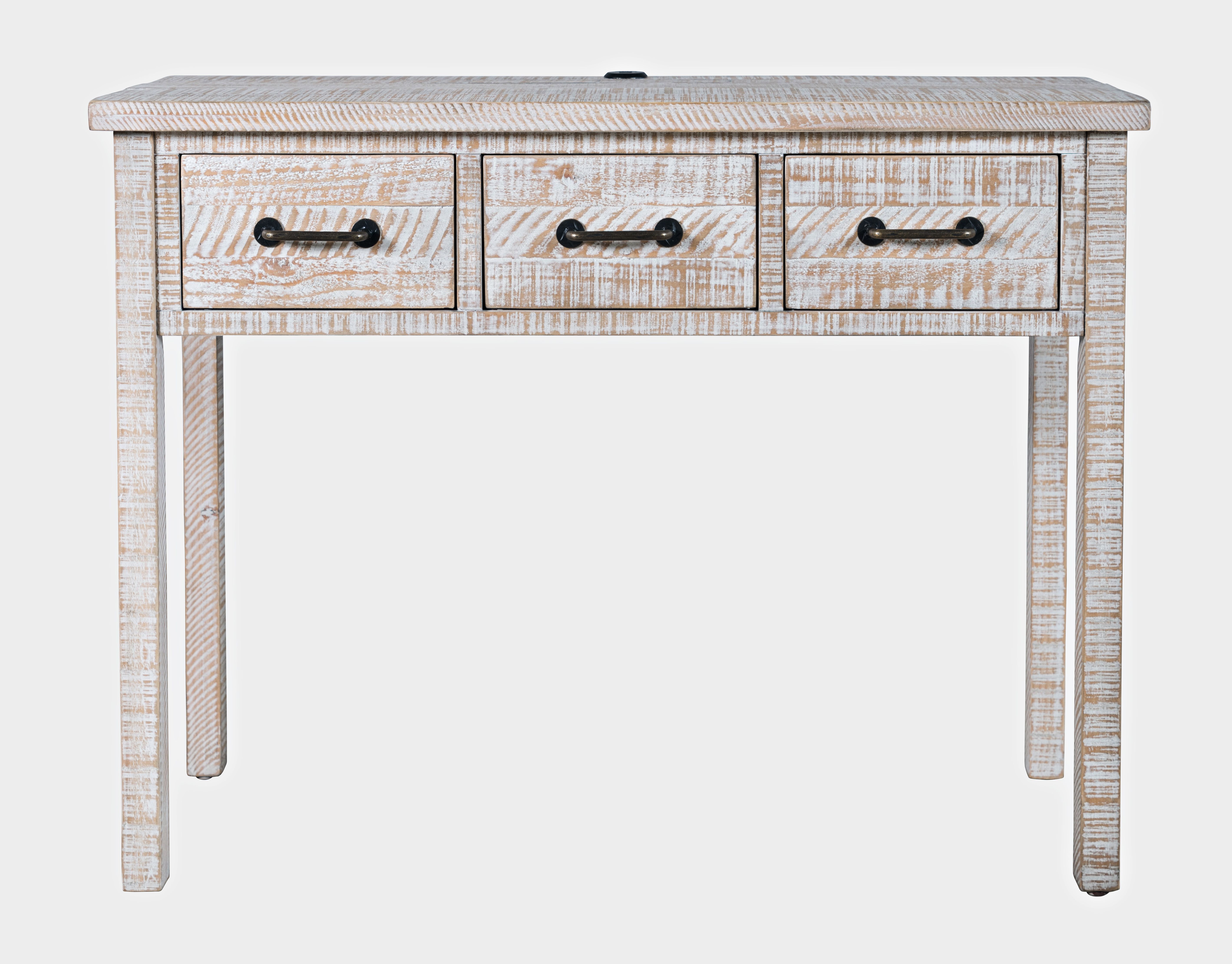 Jofran Furniture North Coast White Wash Three Drawer USB Charging Sofa Tabl...