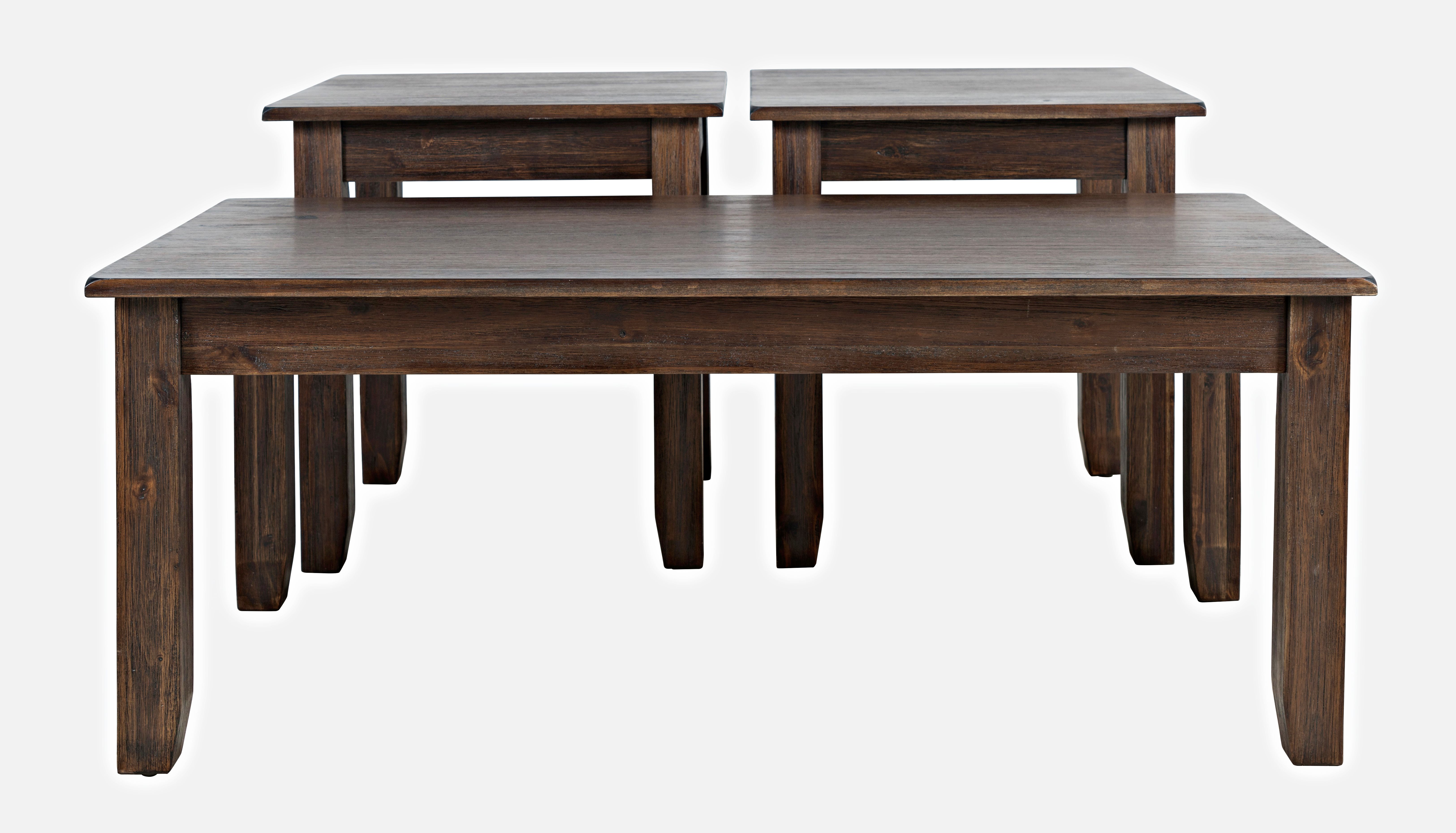 Jofran Furniture Eros Brushed Chestnut 3pc Coffee Table Set