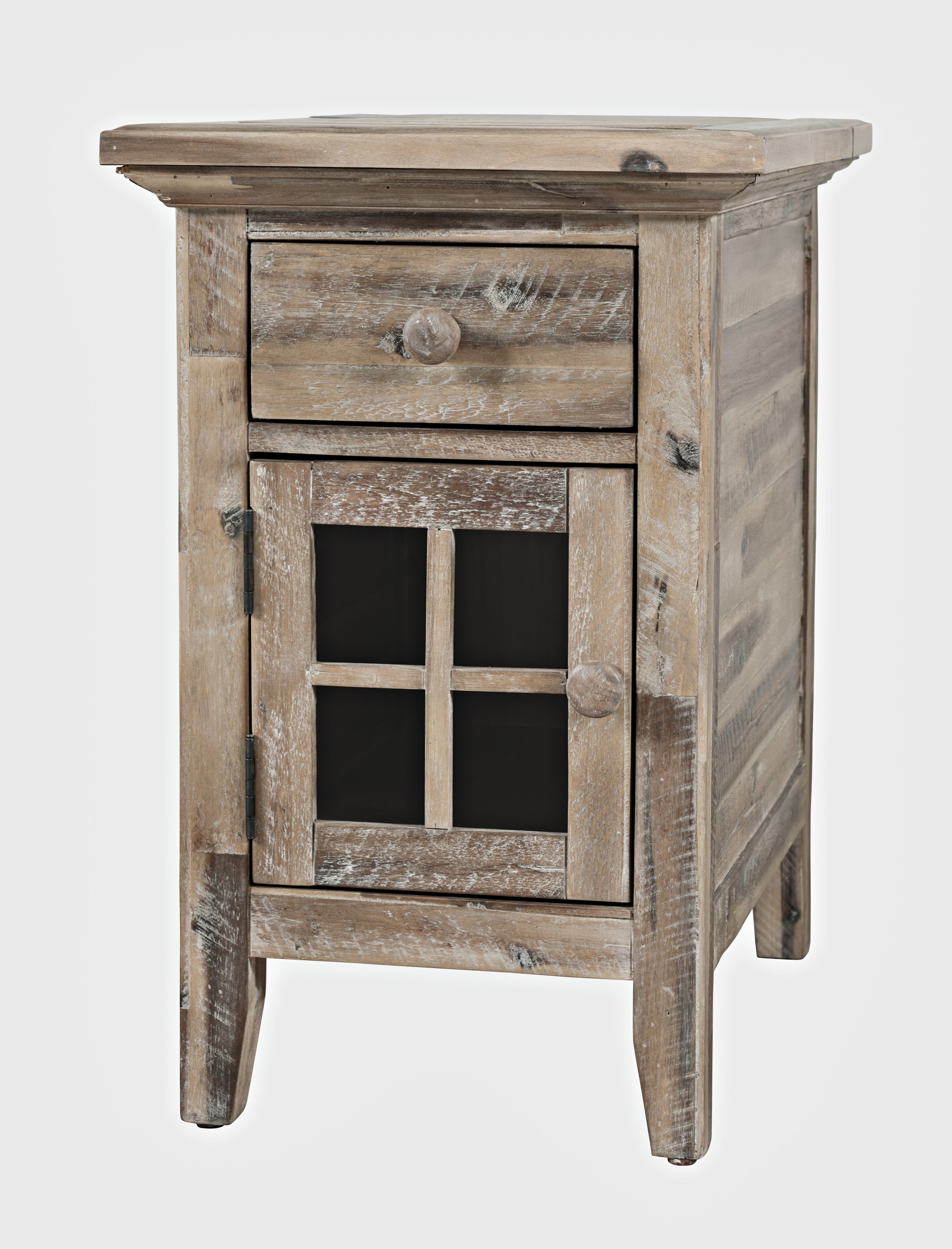 Jofran Furniture Rustic Shores Grey Wash USB Charging Chairside Table