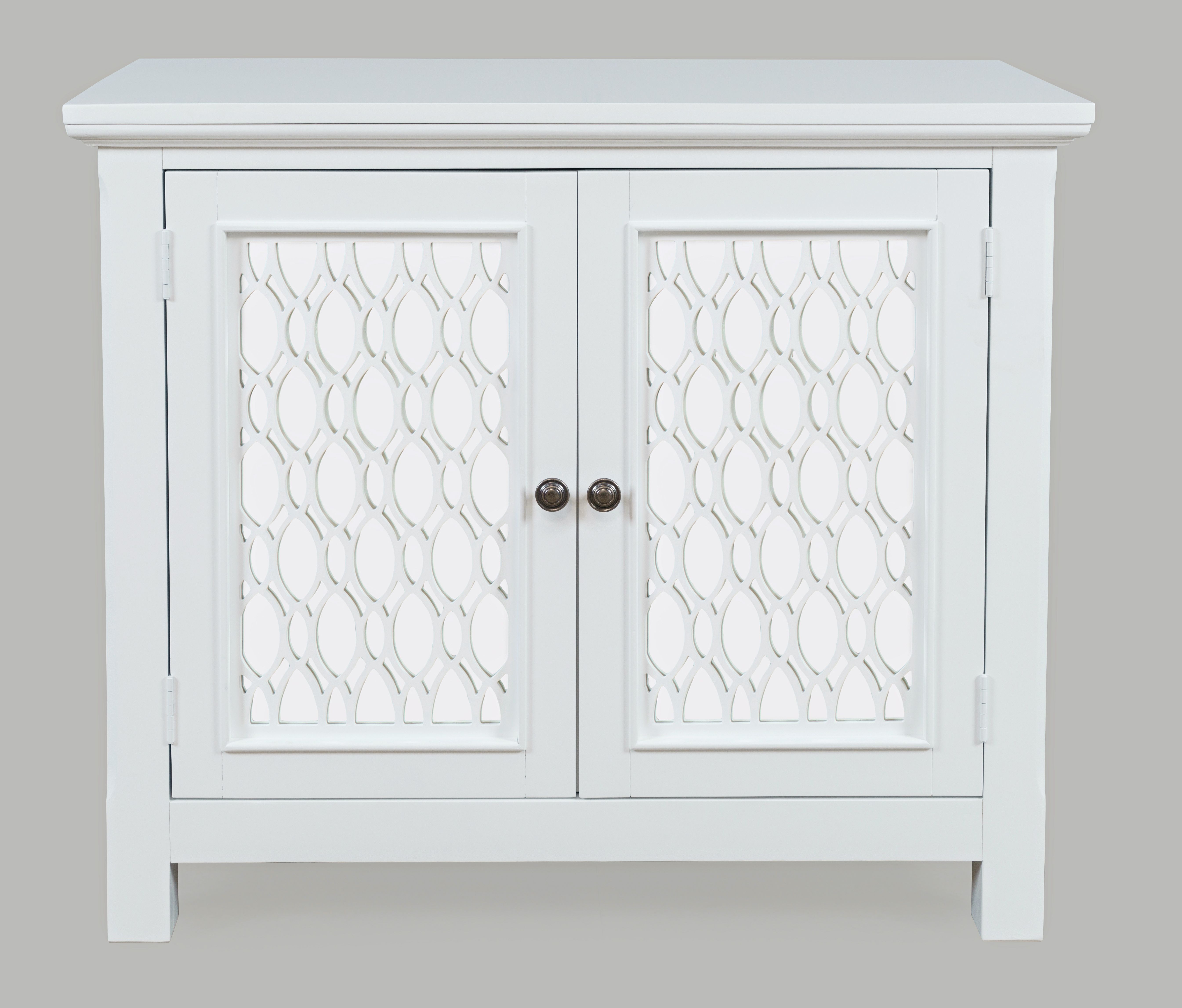 Jofran Furniture Isabella White 38 Inch Mirrored Accent Storage Cabinet