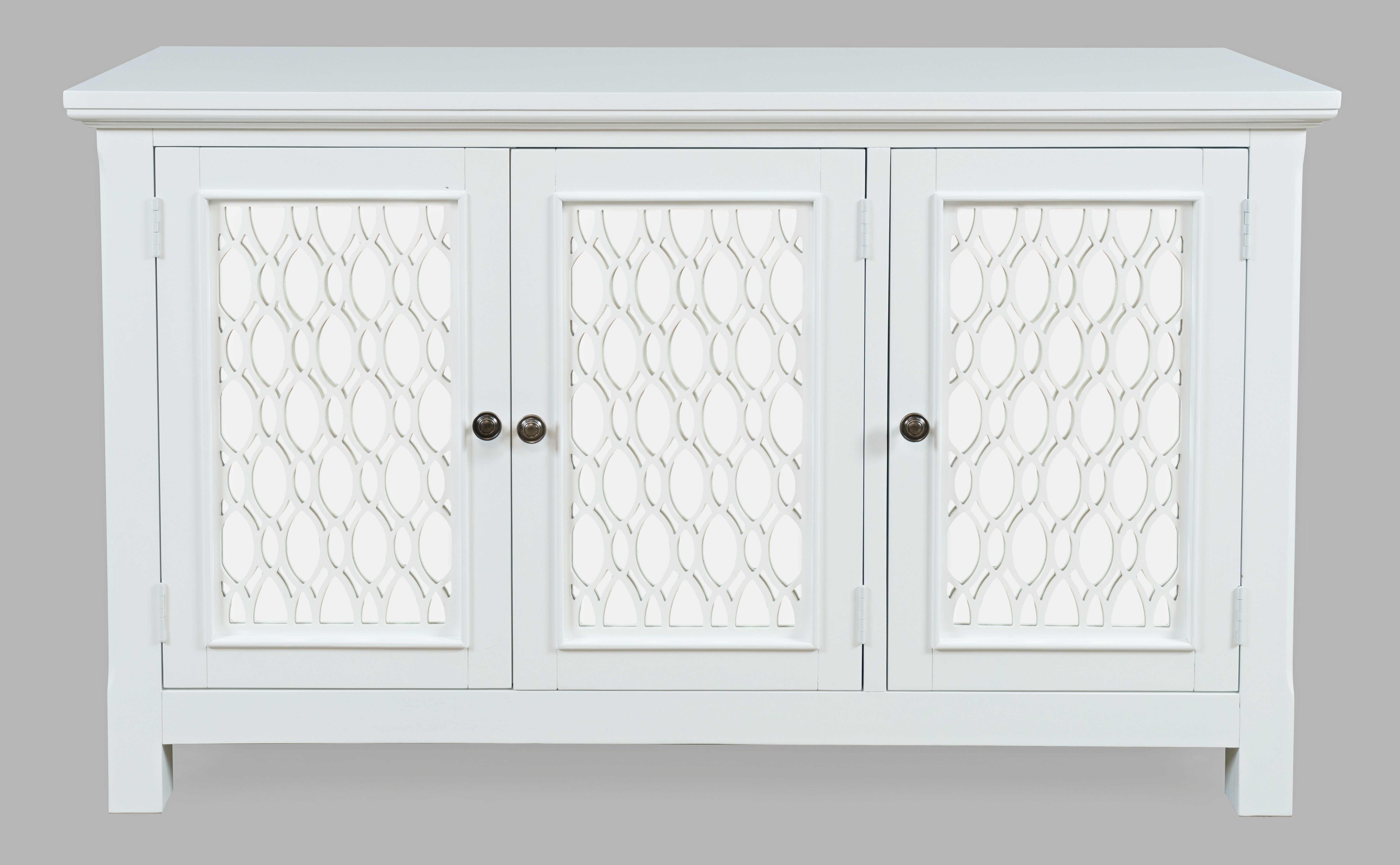 Jofran Furniture Isabella White 54 Inch Mirrored Accent Storage Cabinet