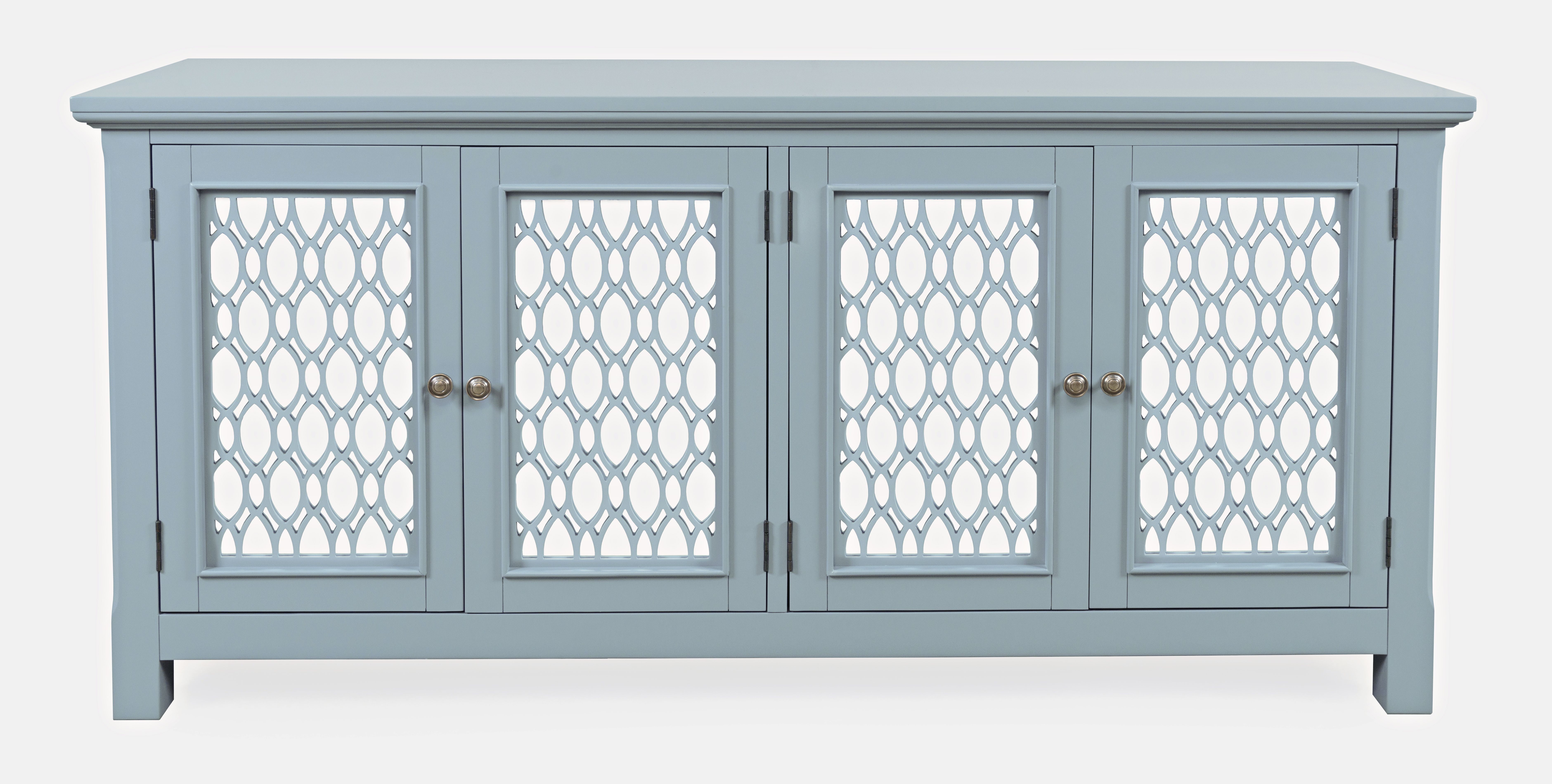 Jofran Furniture Isabella Blue 69 Inch Mirrored Sideboard Storage Cabinet