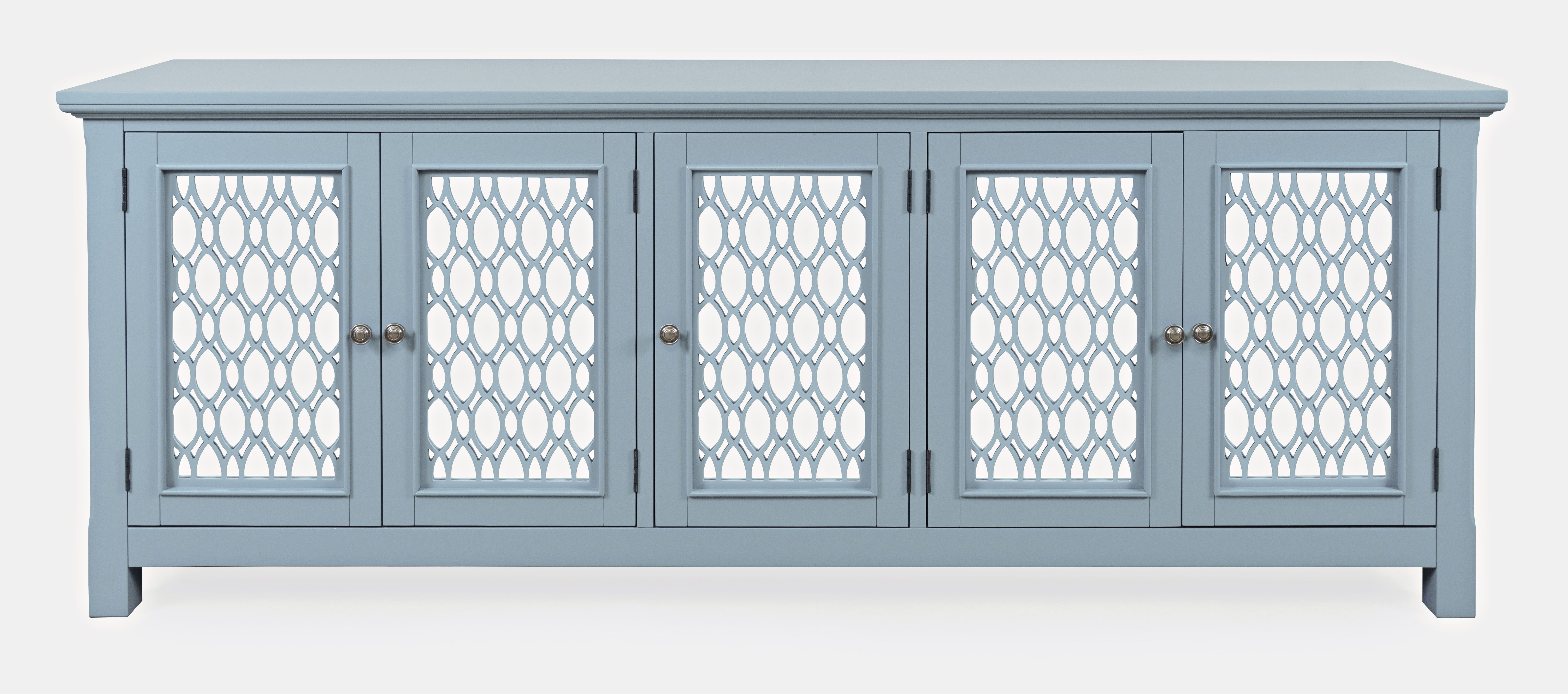 Jofran Furniture Isabella Blue 86 Inch Mirrored Sideboard Storage Cabinet
