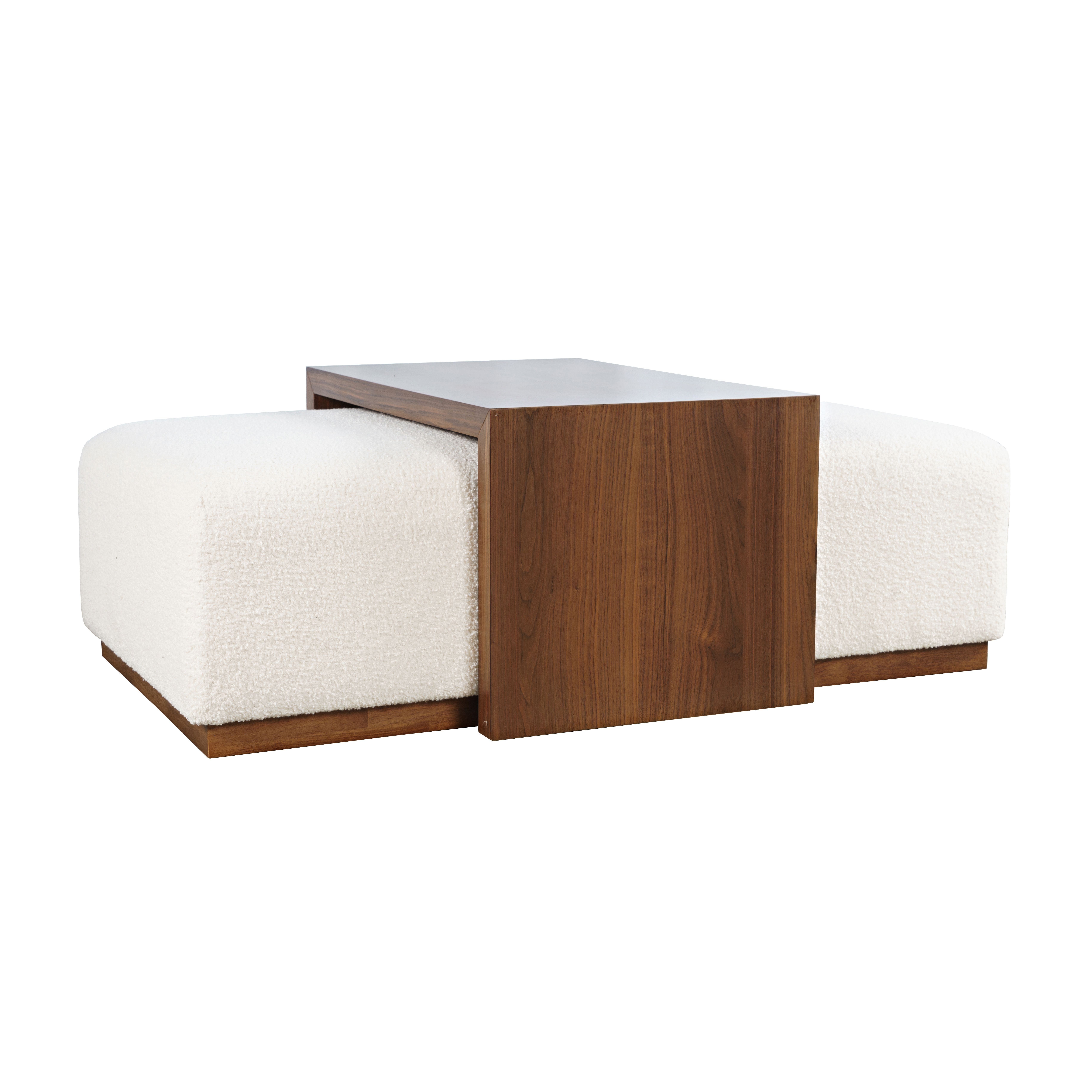 Jofran Furniture Hudson Ivory Sliding Ottoman with Caster Wheels and Coffee...