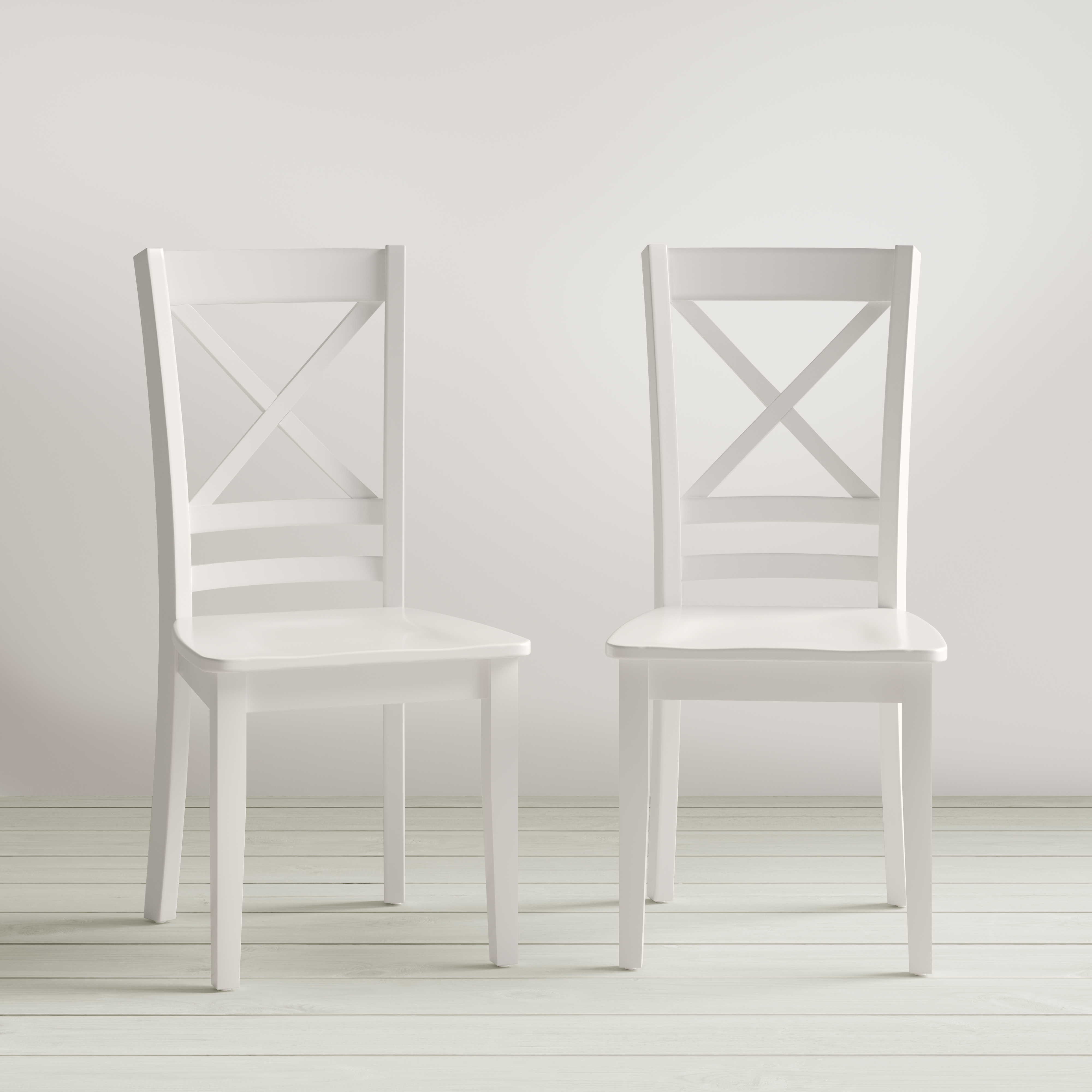 2 Jofran Furniture Simplicity Paper White Cross Back Dining Chairs