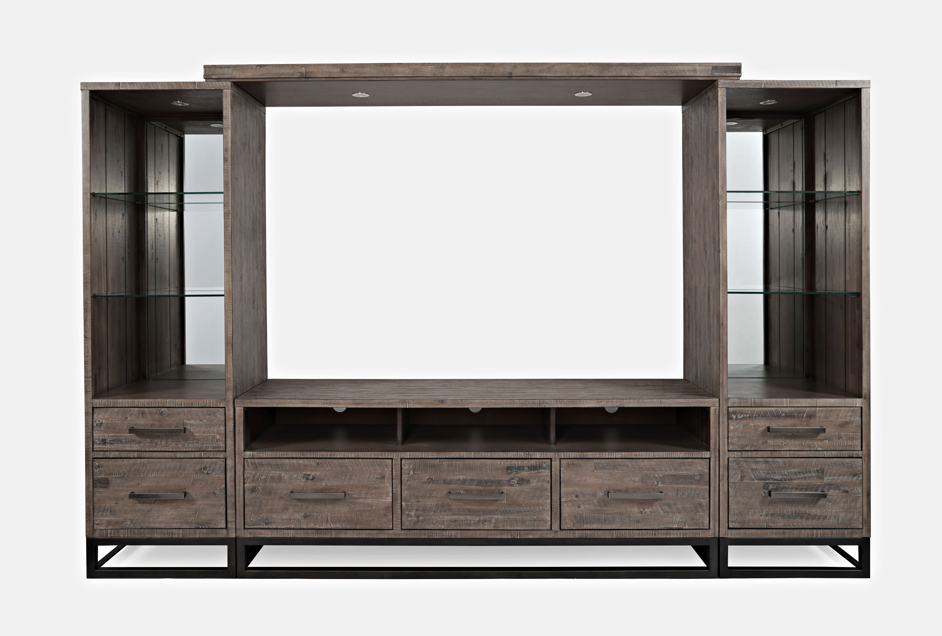 Jofran Furniture East Hampton Distressed Grey Entertainment Wall