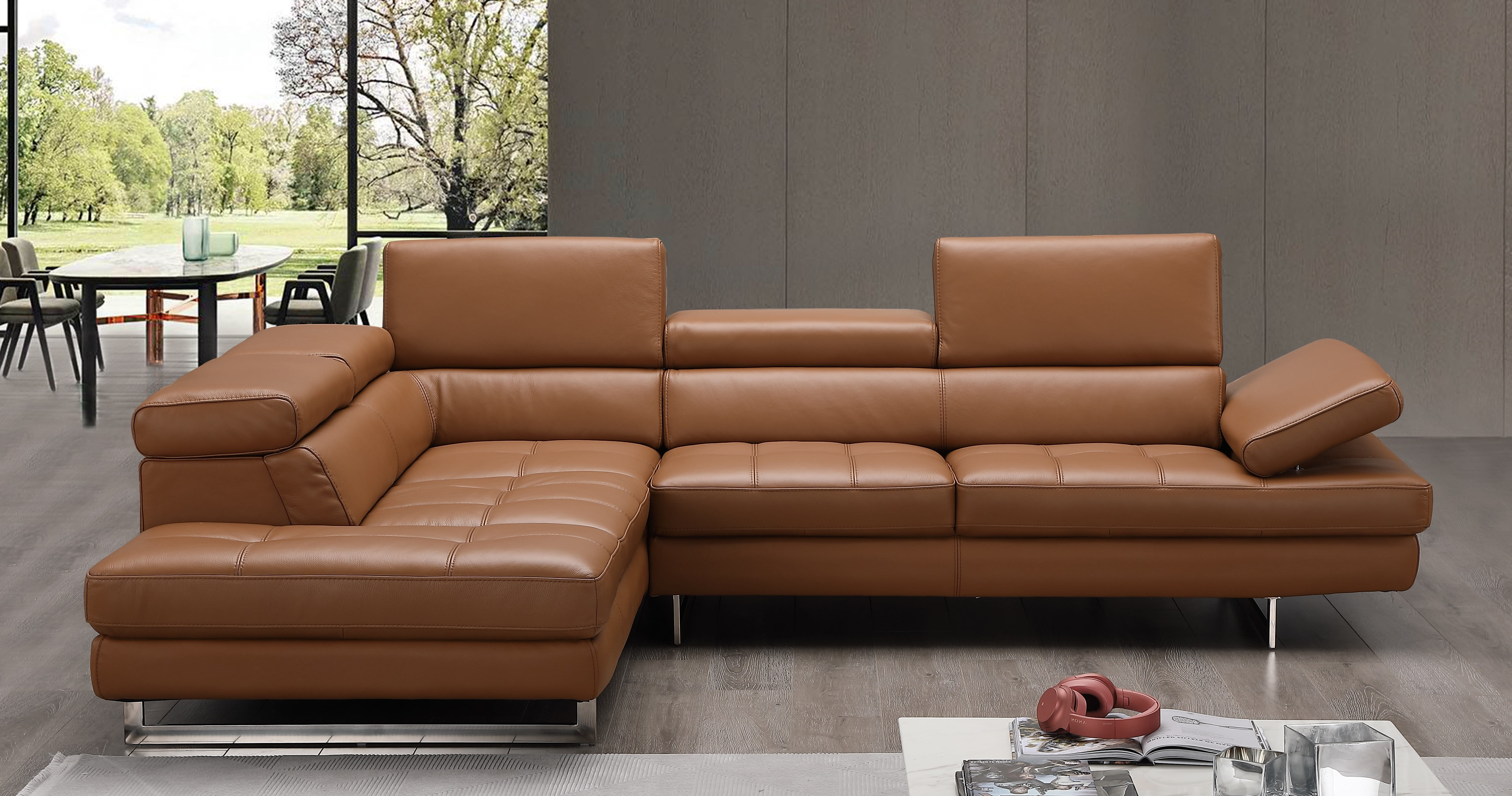 JM Furniture A761 Caramel Leather LAF Sectional