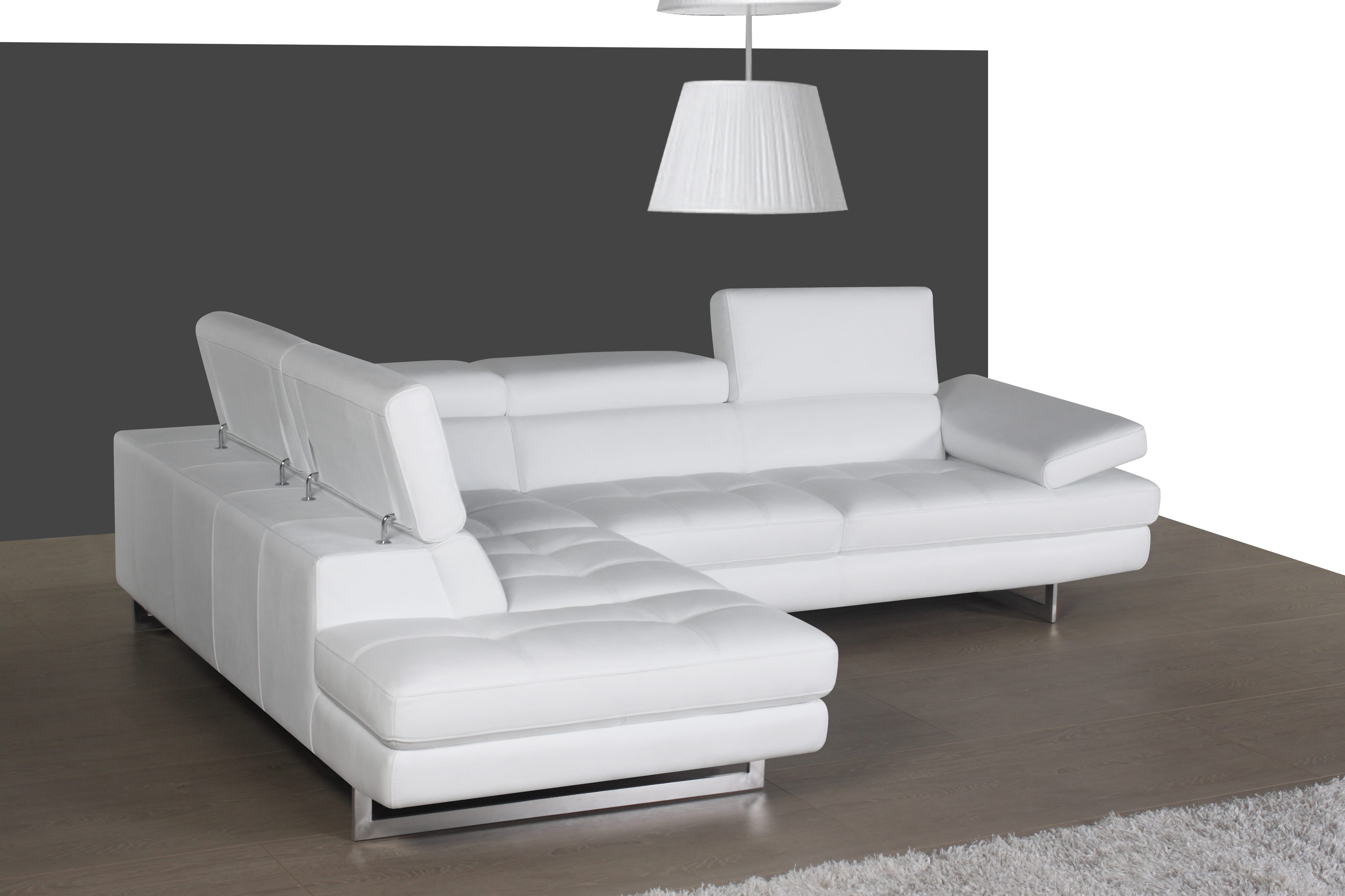 JM Furniture A761 Snow White Leather LAF Sectional