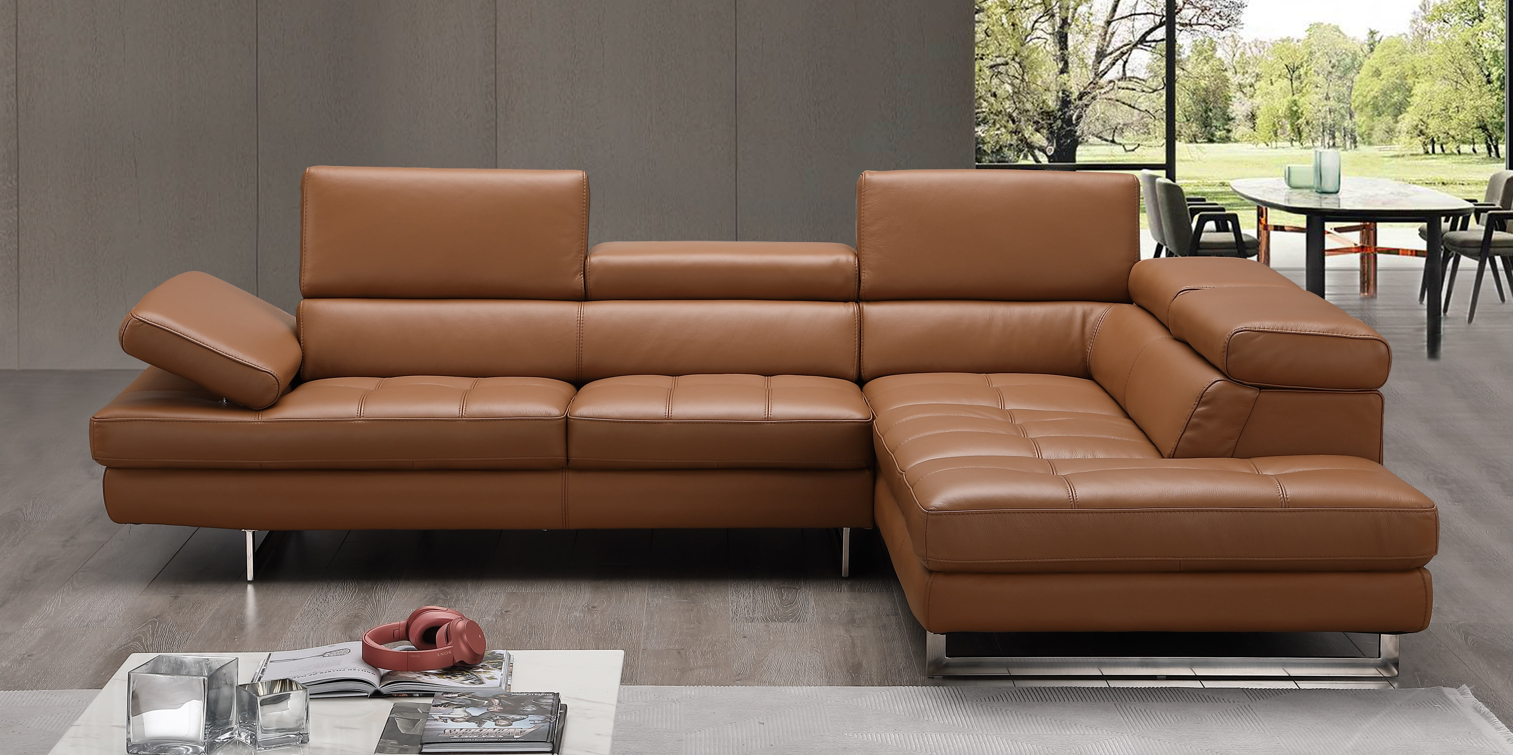 JM Furniture A761 Caramel Leather RAF Sectional