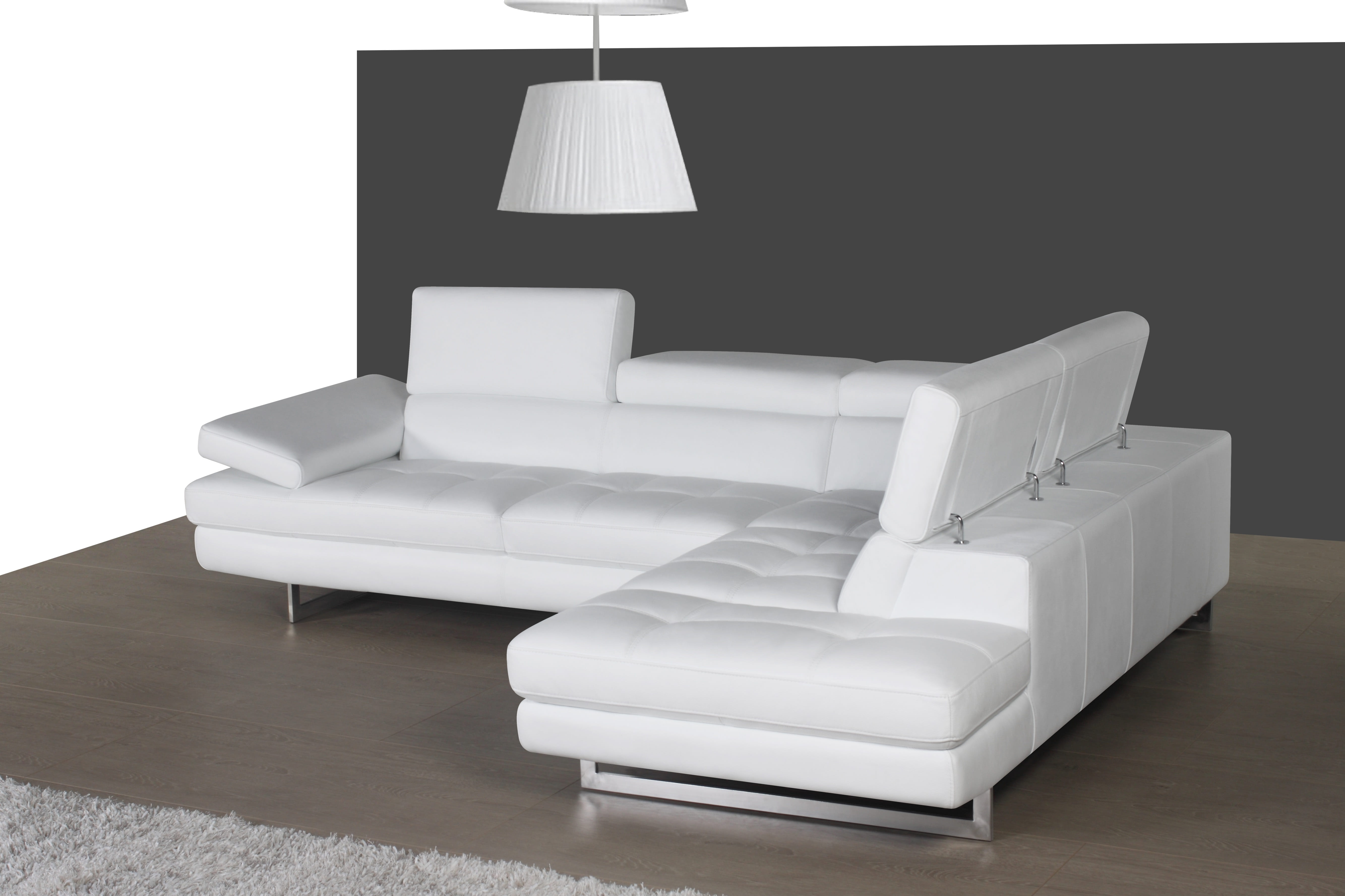 JM Furniture A761 Snow White Leather RAF Sectional
