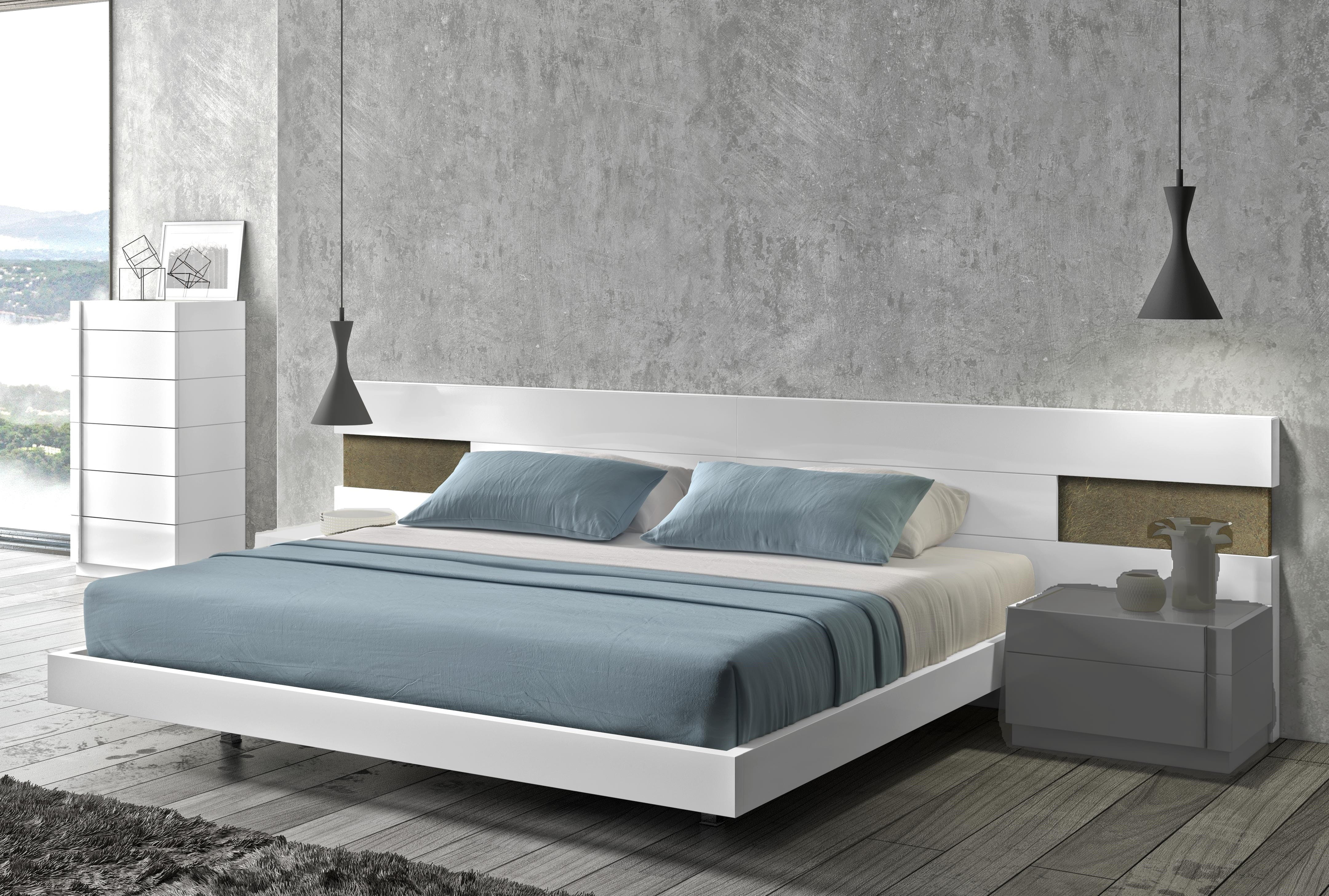 JM Furniture Amora White Slate Queen Bed