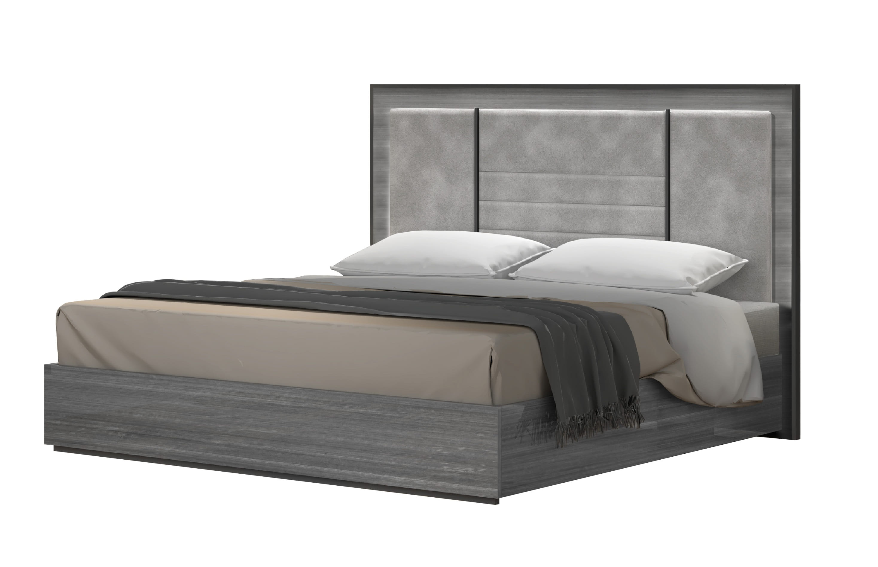 Elite Space Living Brokaw Moon Grey Upholstered Platform King Bed