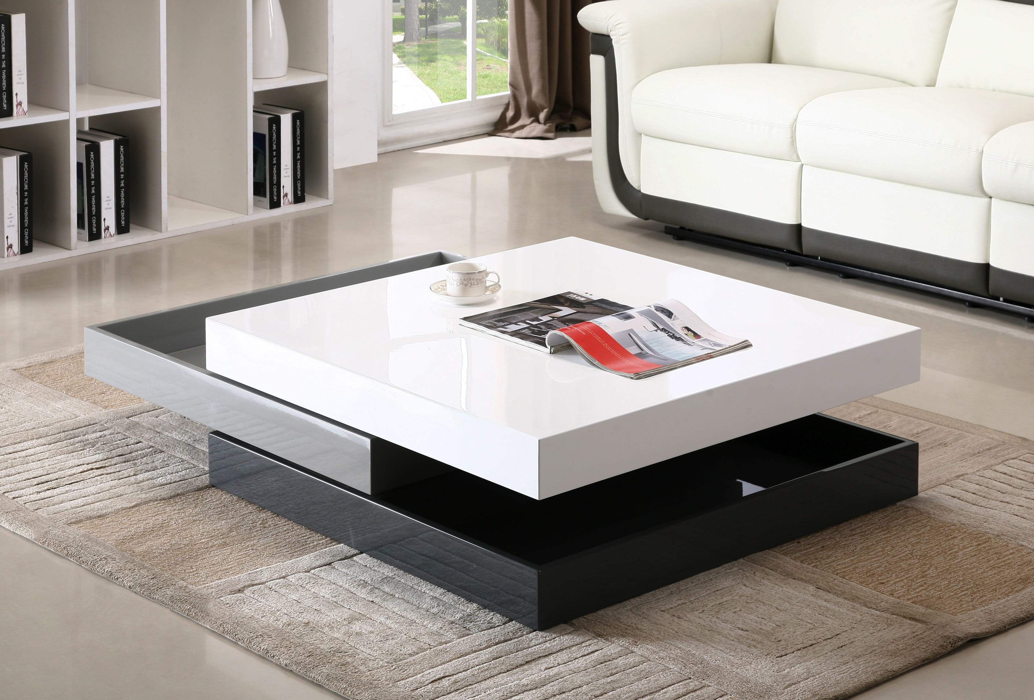 JM Furniture CW01 White Grey High Gloss Coffee Table