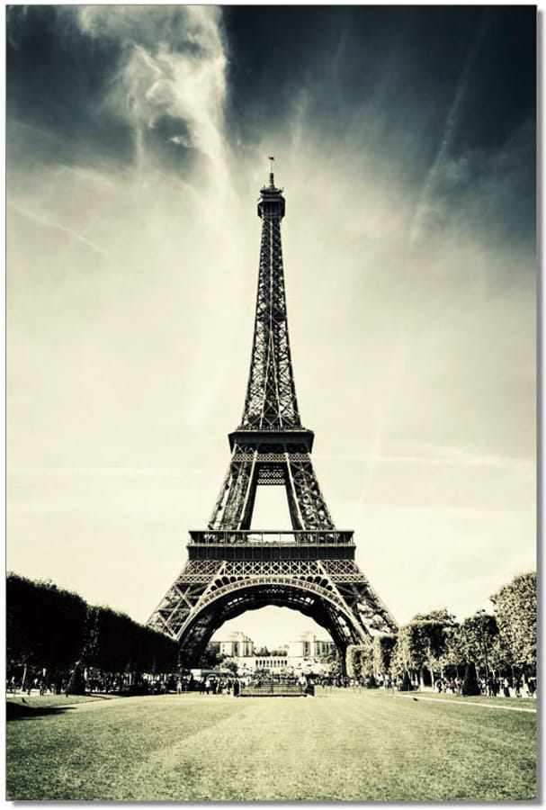 JM Furniture Navy Blue White Eiffel Tower Wall Art